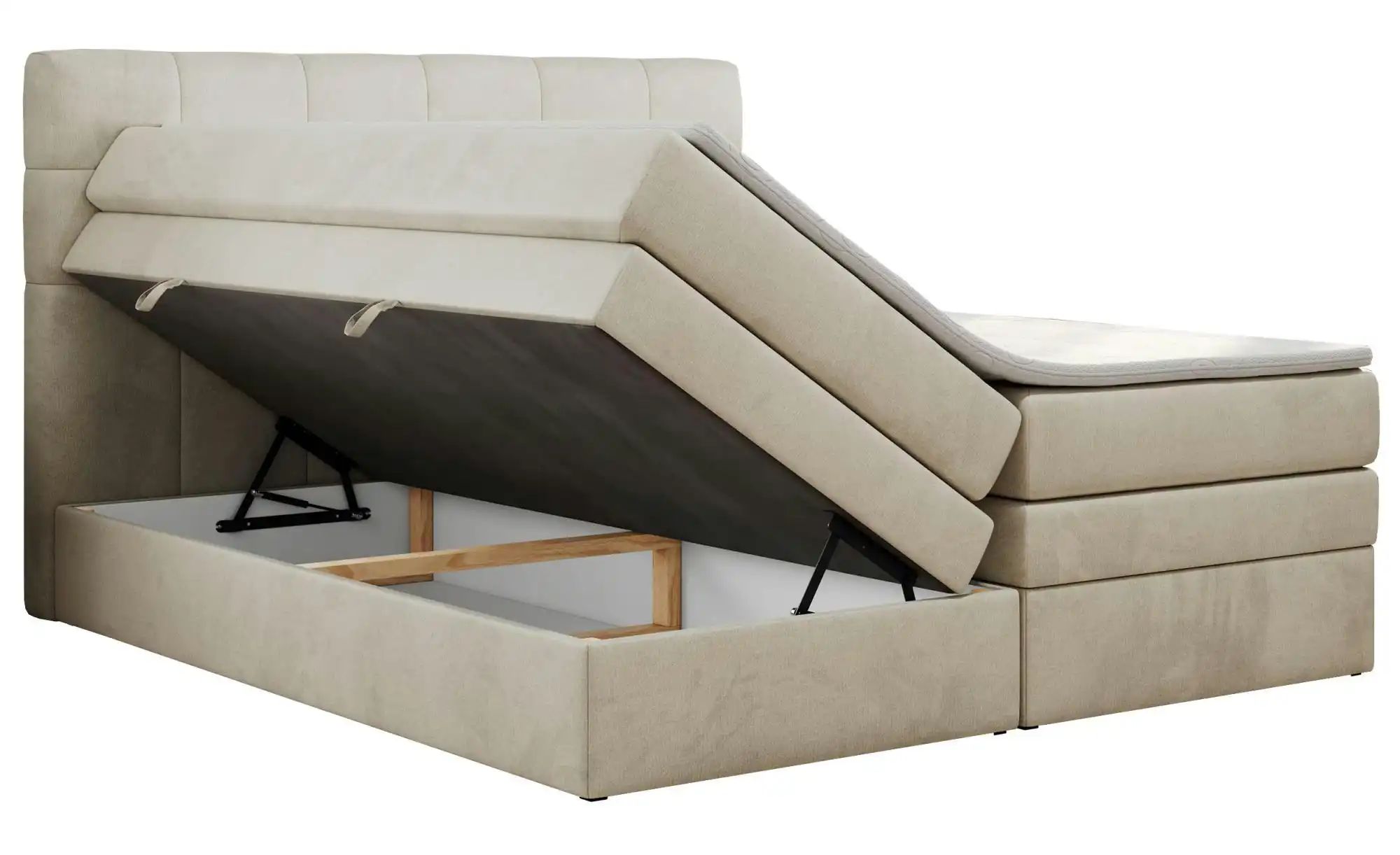 Boxspringbett mit Bettkasten Luka King ¦ beige ¦ Maße (cm): B: 180 H: 110 B günstig online kaufen