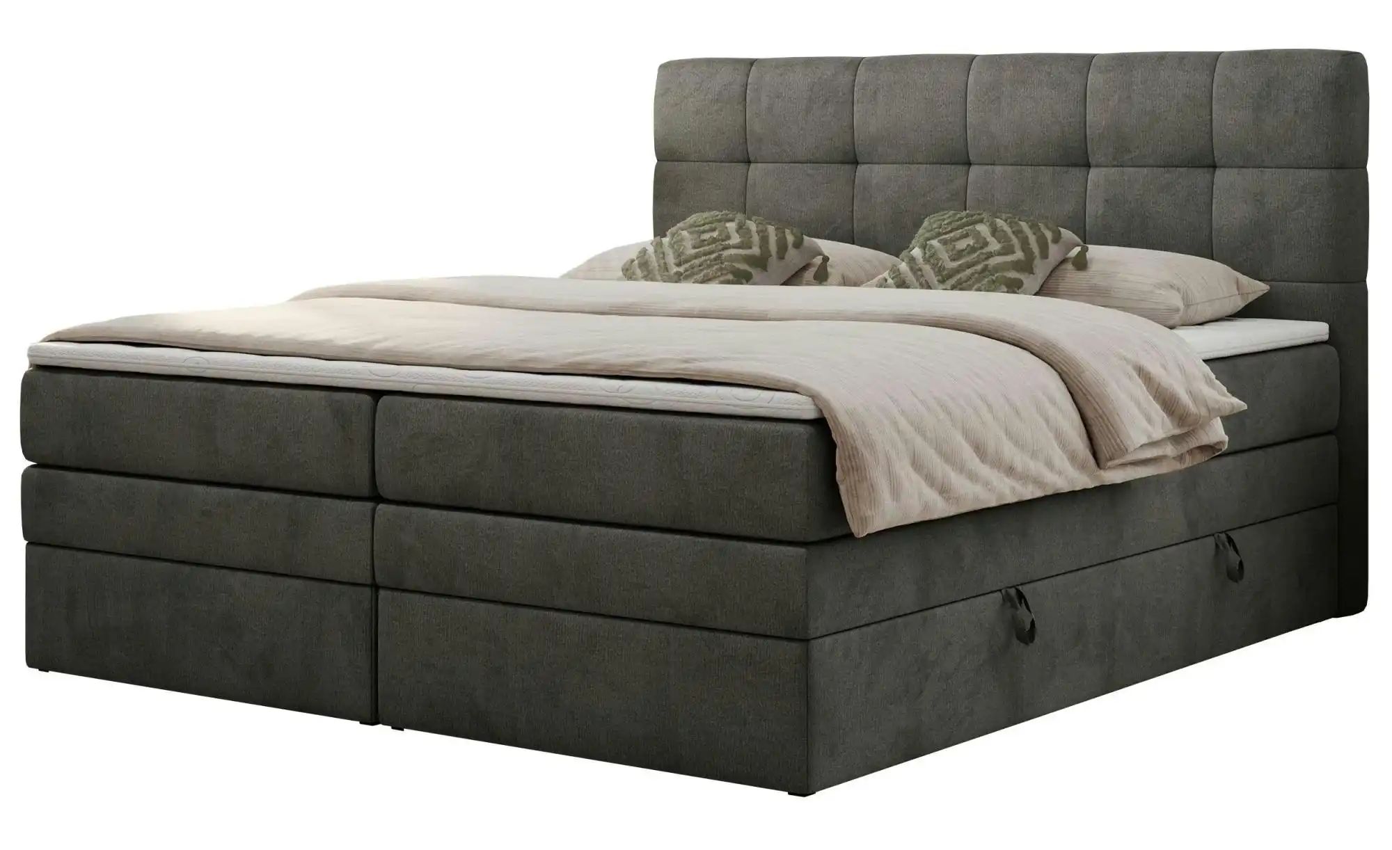 Boxspringbett mit Bettkasten Luka King ¦ grau ¦ Maße (cm): B: 180 H: 110 Be günstig online kaufen