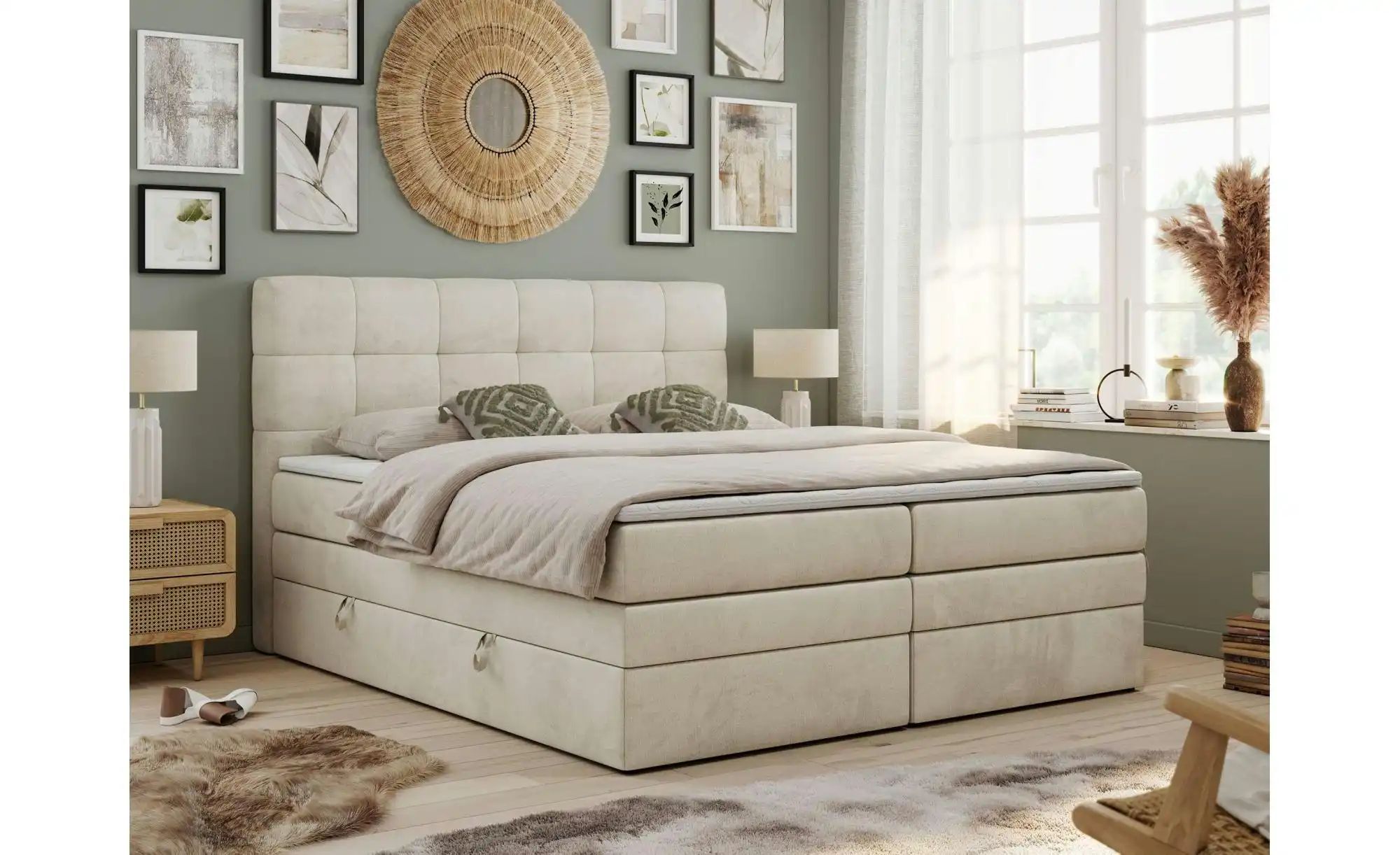 Boxspringbett mit Bettkasten Luka King ¦ beige ¦ Maße (cm): B: 120 H: 110 B günstig online kaufen