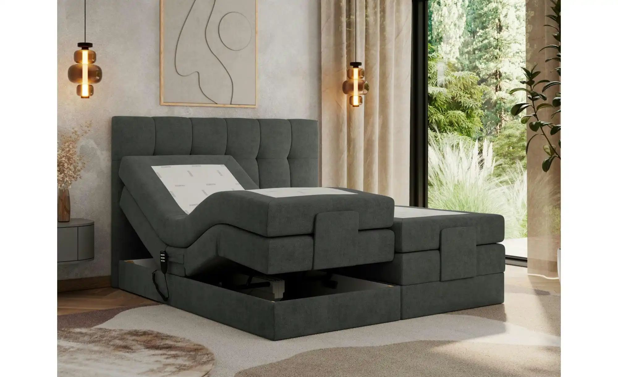 Motor Boxspringbett mit Bettkasten Vittoria ¦ grau ¦ Maße (cm): B: 168 H: 1 günstig online kaufen