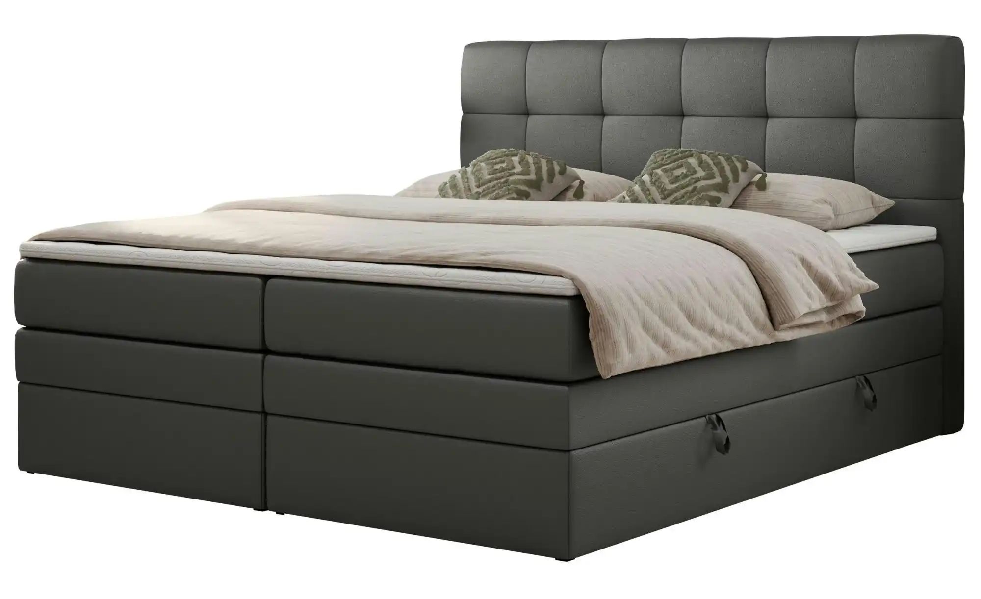 Boxspringbett mit Bettkasten Luka King ¦ grau ¦ Maße (cm): B: 200 H: 110 Be günstig online kaufen
