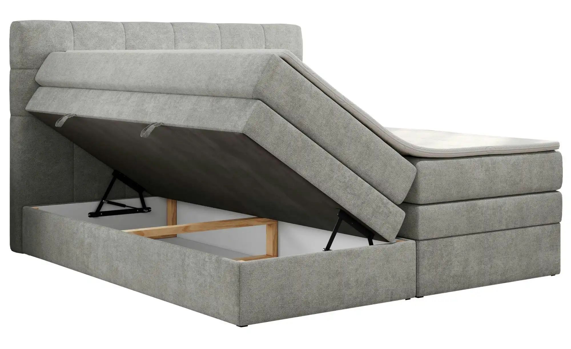Boxspringbett mit Bettkasten Luka King ¦ grau ¦ Maße (cm): B: 200 H: 110 Be günstig online kaufen