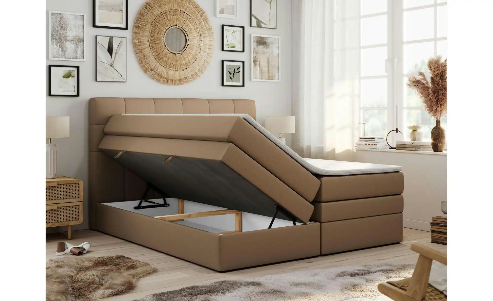 Boxspringbett mit Bettkasten Luka King ¦ braun ¦ Maße (cm): B: 120 H: 110 B günstig online kaufen