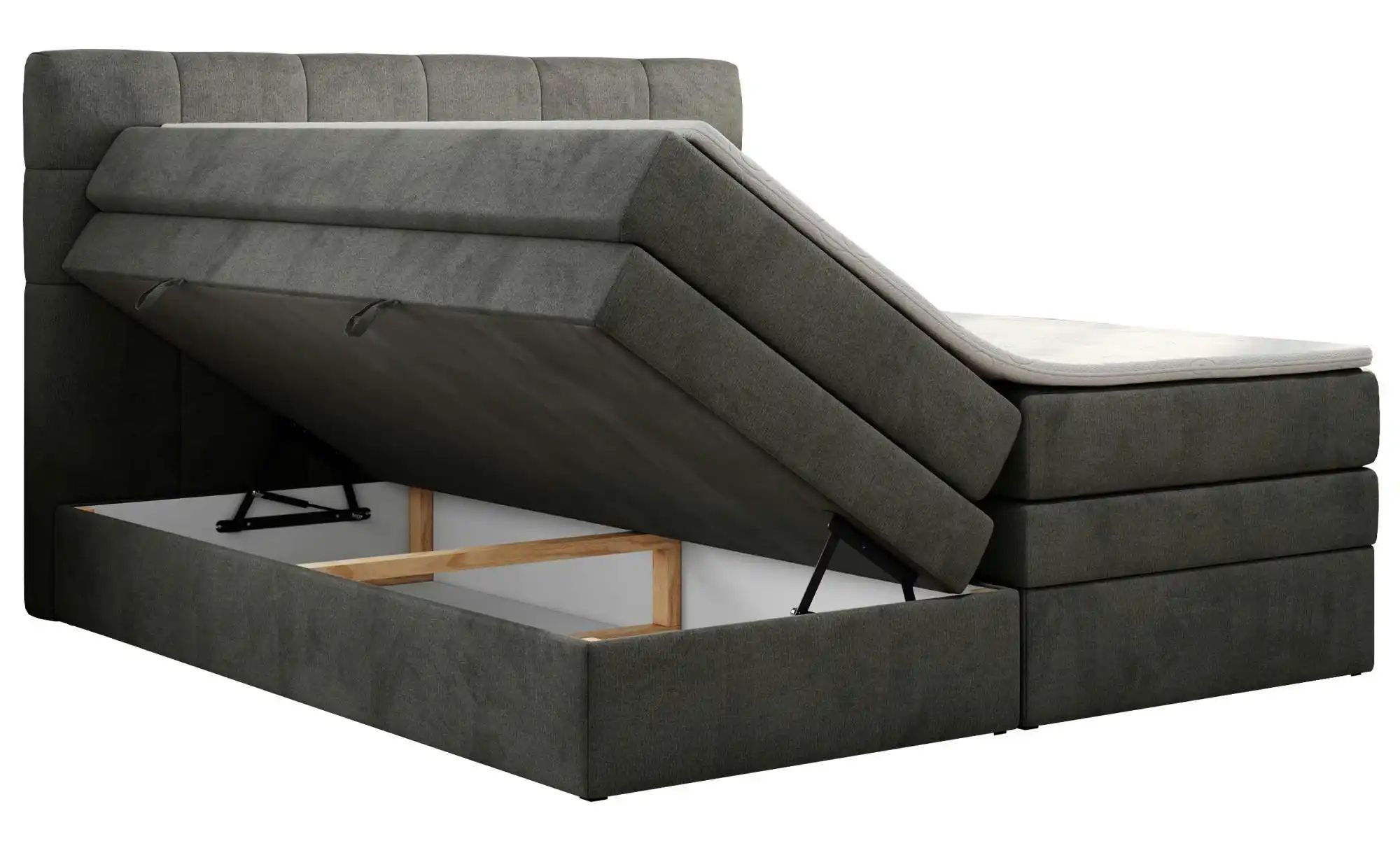 Boxspringbett mit Bettkasten Luka King ¦ grau ¦ Maße (cm): B: 160 H: 110 Be günstig online kaufen