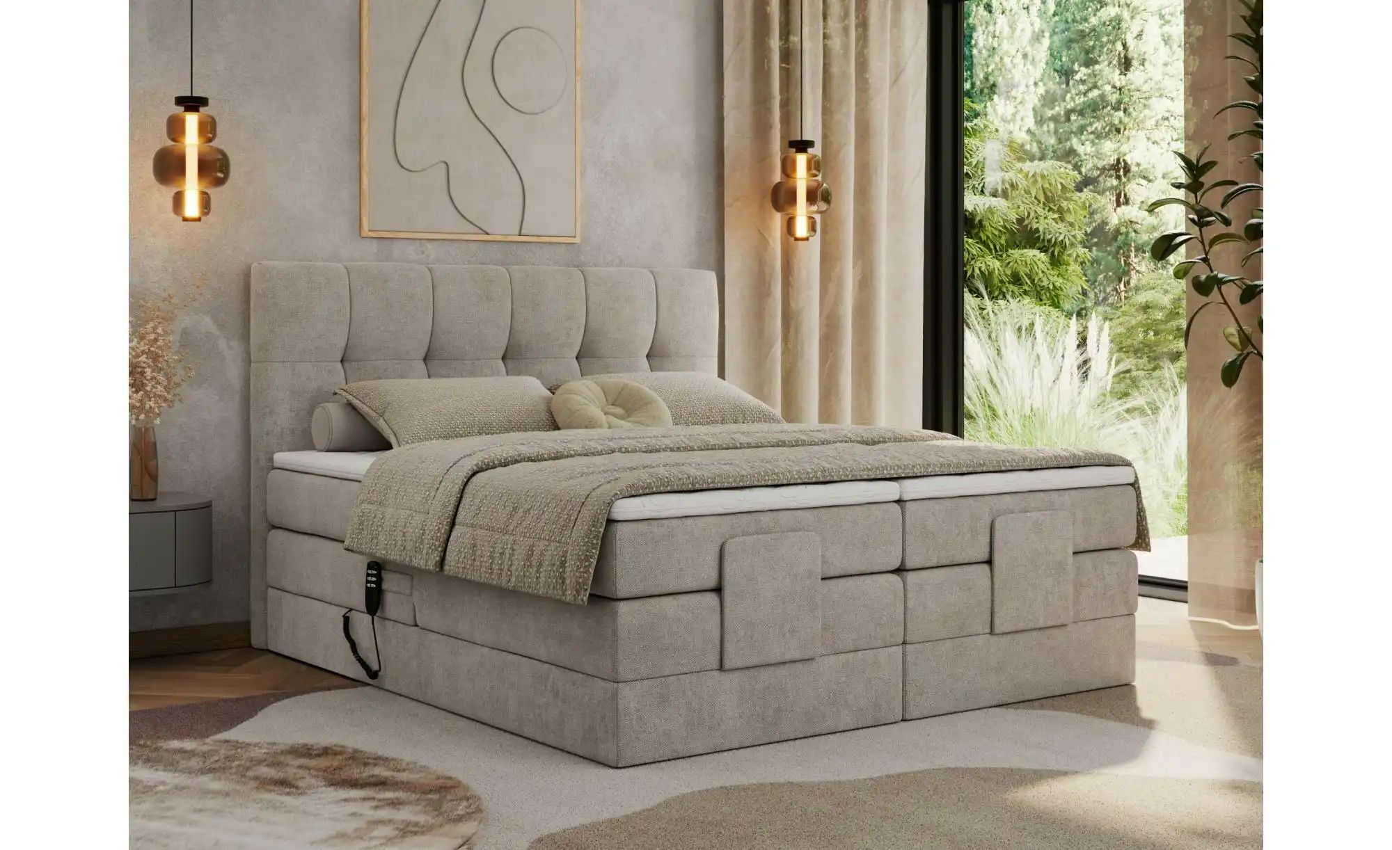 Motor Boxspringbett mit Bettkasten Vittoria ¦ beige ¦ Maße (cm): B: 188 H: günstig online kaufen