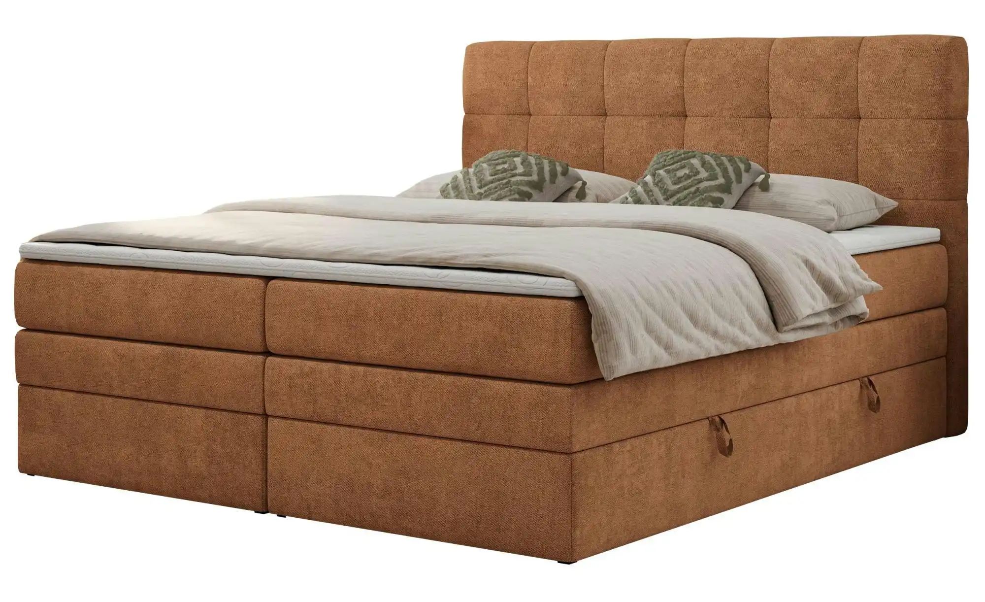 Boxspringbett mit Bettkasten Luka King ¦ orange ¦ Maße (cm): B: 180 H: 110 günstig online kaufen