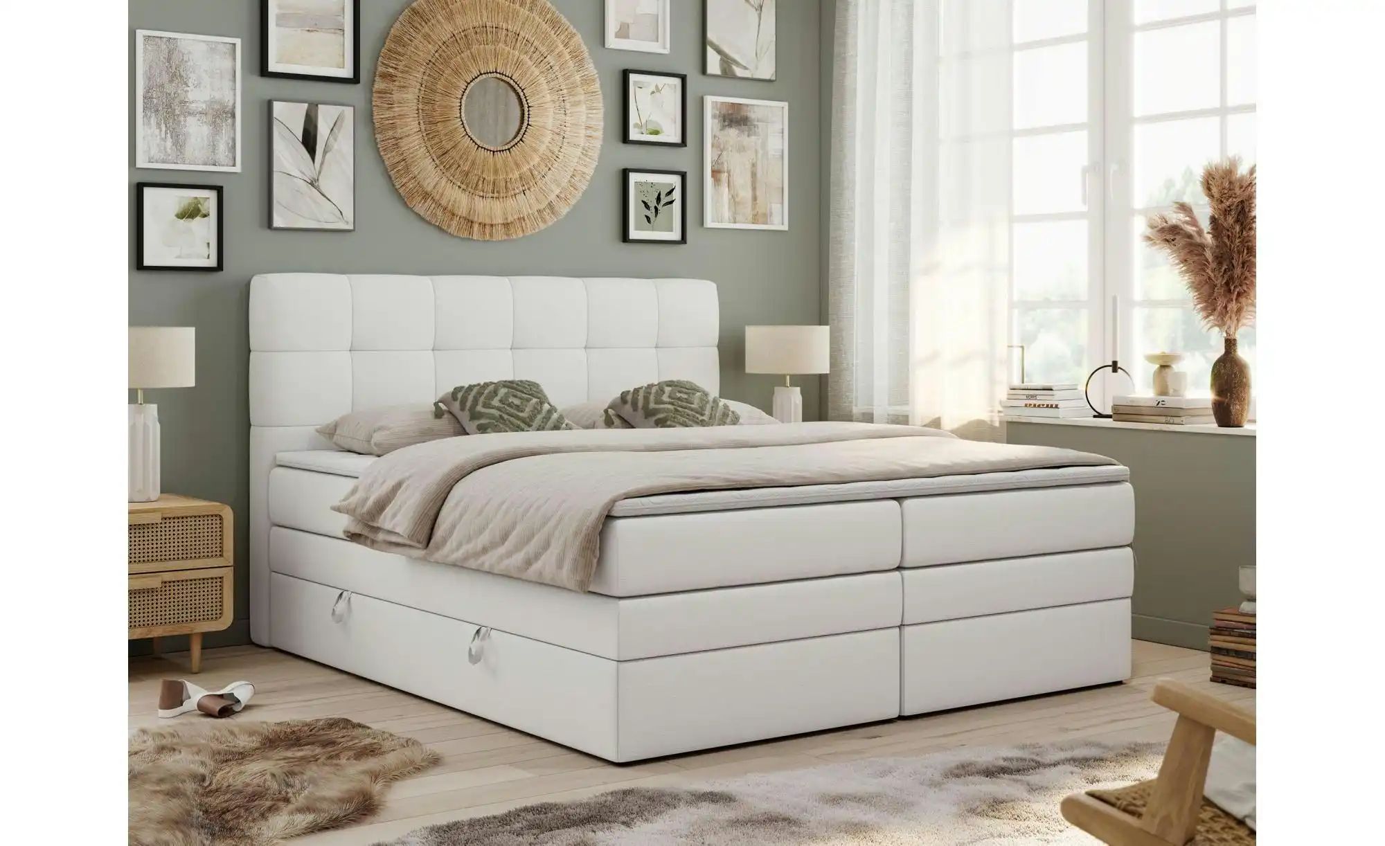 Boxspringbett mit Bettkasten Luka King ¦ weiß ¦ Maße (cm): B: 200 H: 110 Be günstig online kaufen