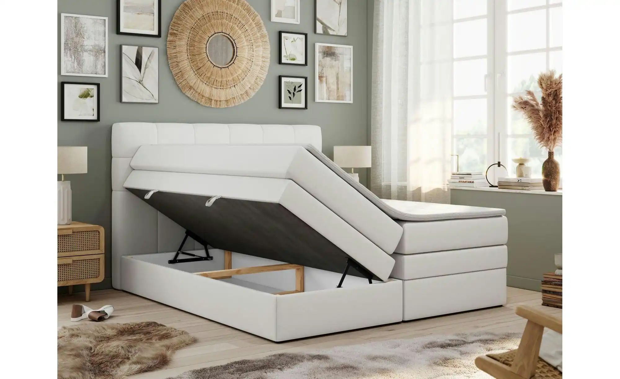 Boxspringbett mit Bettkasten Luka King ¦ weiß ¦ Maße (cm): B: 180 H: 110 Be günstig online kaufen