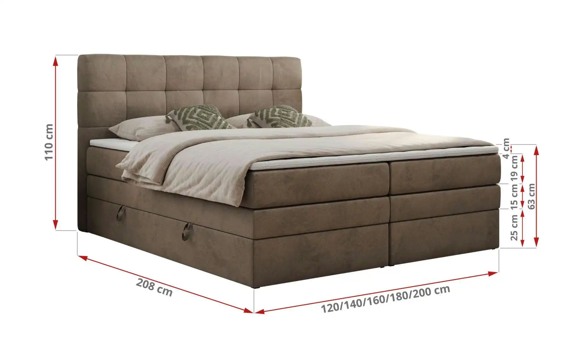 Boxspringbett mit Bettkasten Luka King ¦ braun ¦ Maße (cm): B: 160 H: 110 B günstig online kaufen