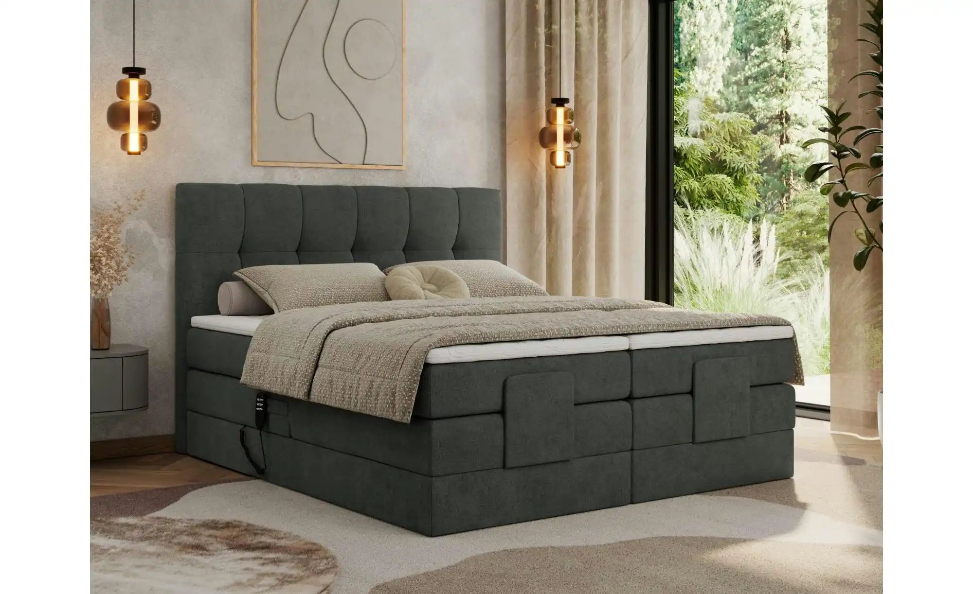 Thumbnail - Motor Boxspringbett mit Bettkasten Vittoria ¦ grau ¦ Maße (cm): B: 208 H: 124 Betten > Boxspringbetten - Höffner