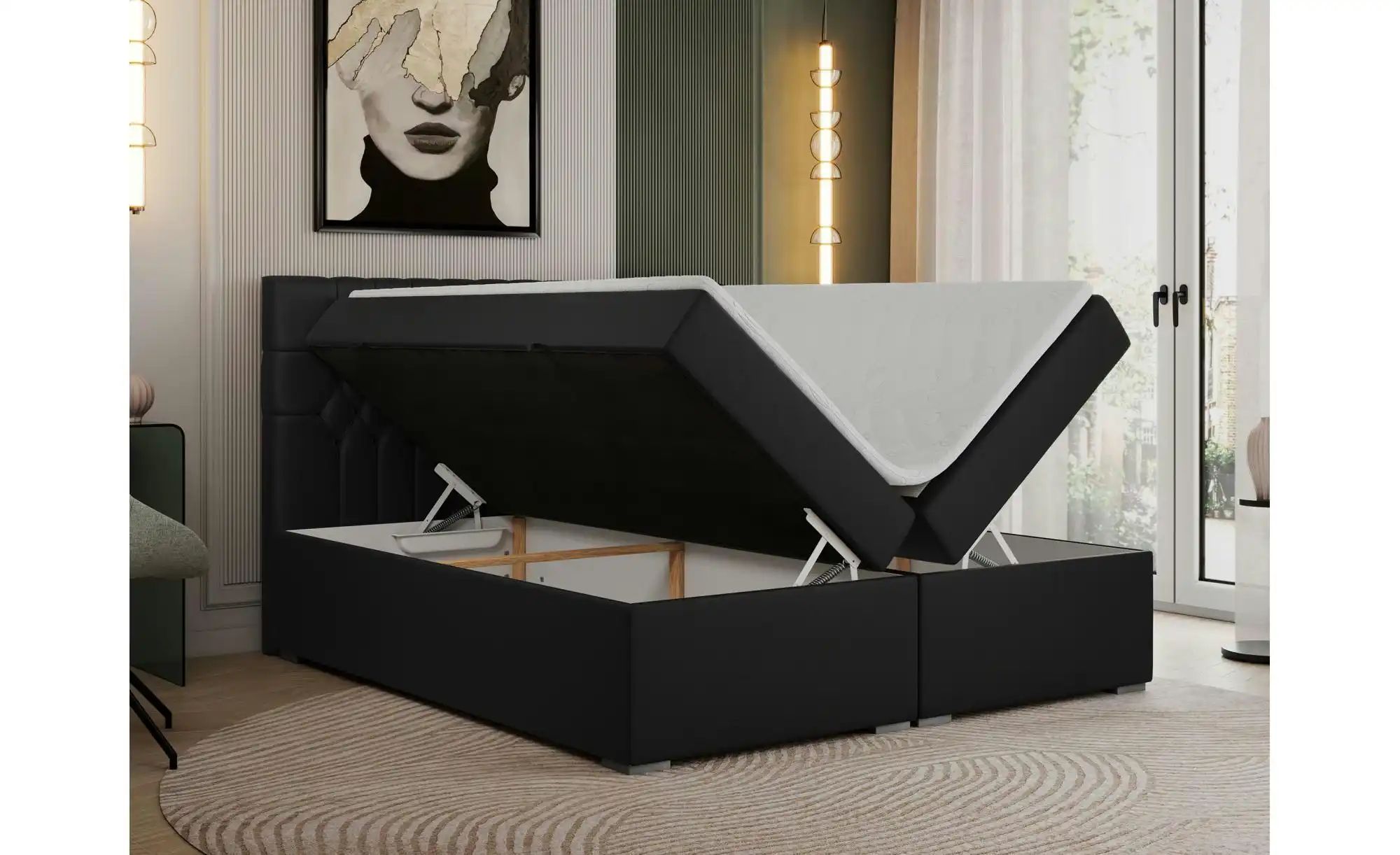 Boxbett mit Bettkasten Pera ¦ schwarz ¦ Maße (cm): H: 125 Betten > Polsterb günstig online kaufen