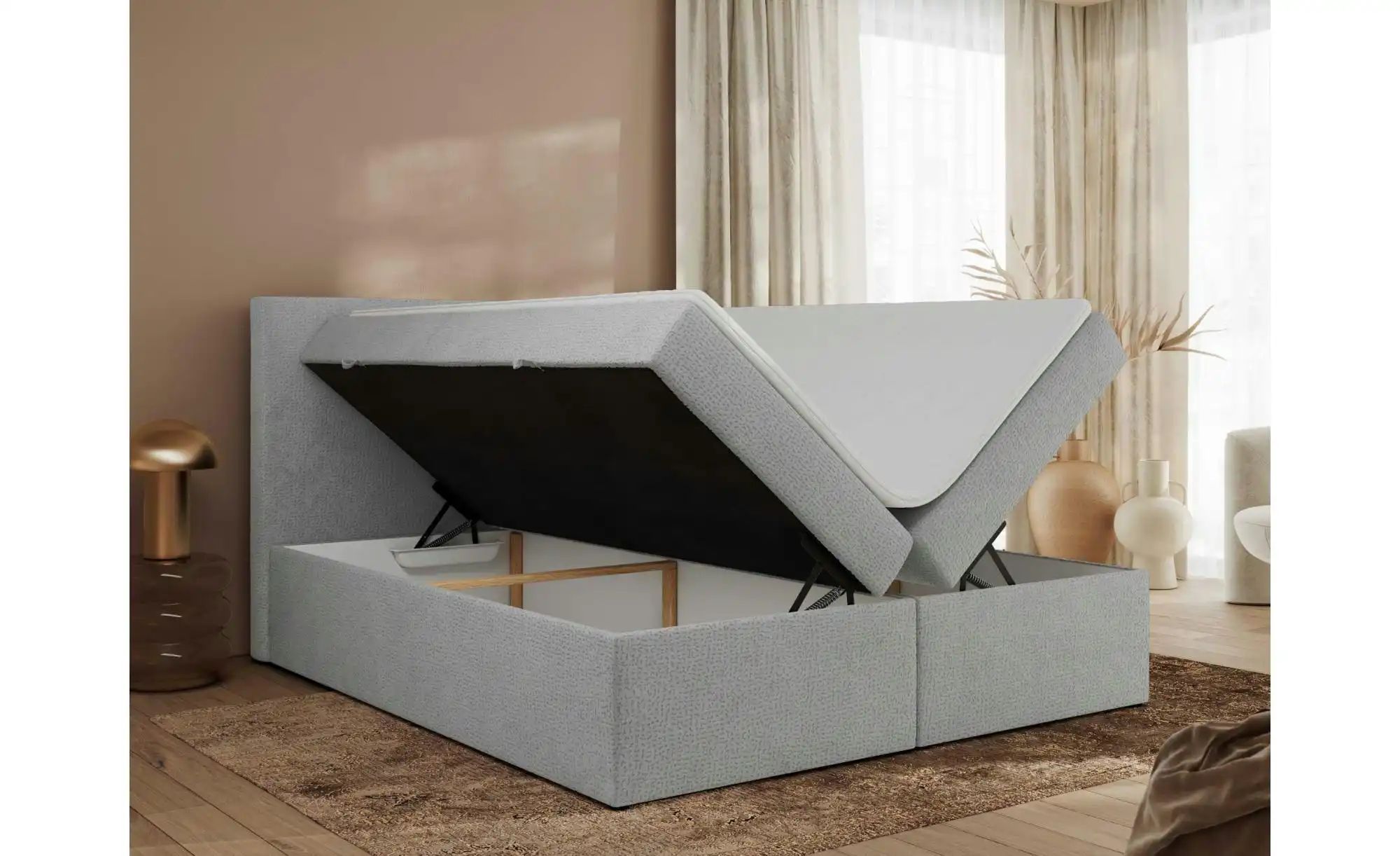 Boxbett mit Bettkasten Jaguar ¦ grau ¦ Maße (cm): H: 119 Betten > Komfortbe günstig online kaufen