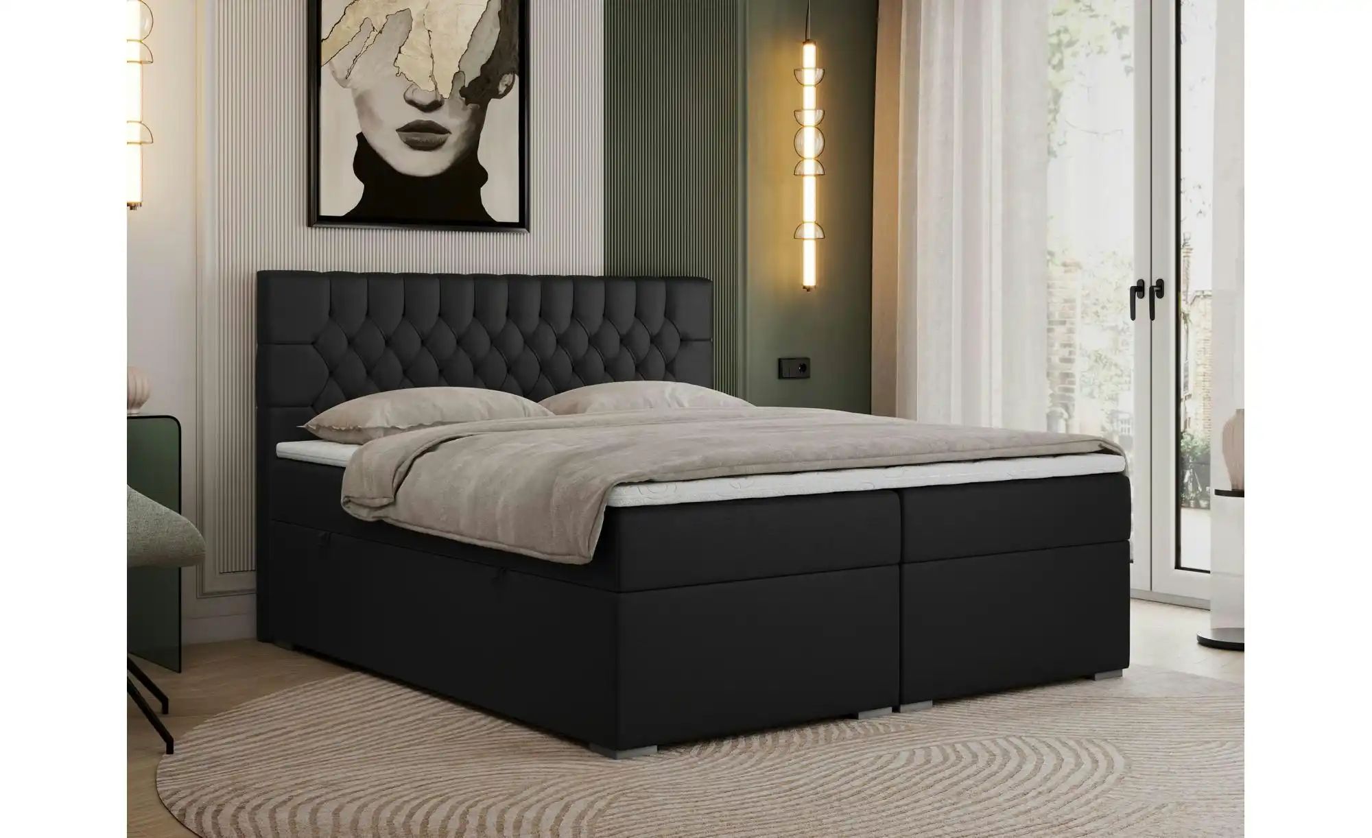 Boxbett mit Bettkasten Pera ¦ schwarz ¦ Maße (cm): H: 125 Betten > Komfortb günstig online kaufen