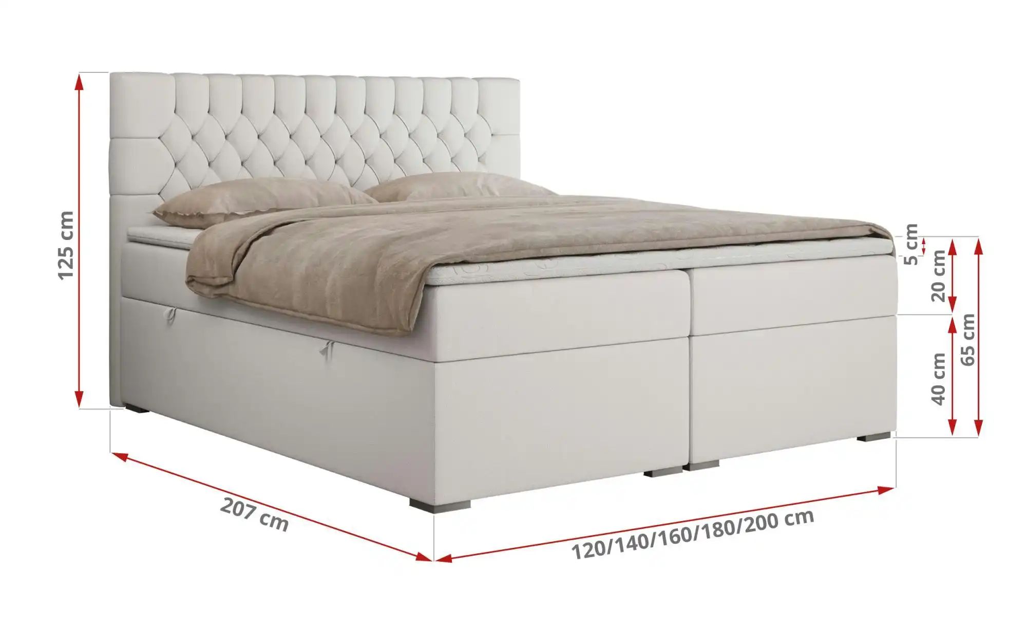 Boxbett mit Bettkasten Pera ¦ weiß ¦ Maße (cm): H: 125 Betten > Komfortbett günstig online kaufen