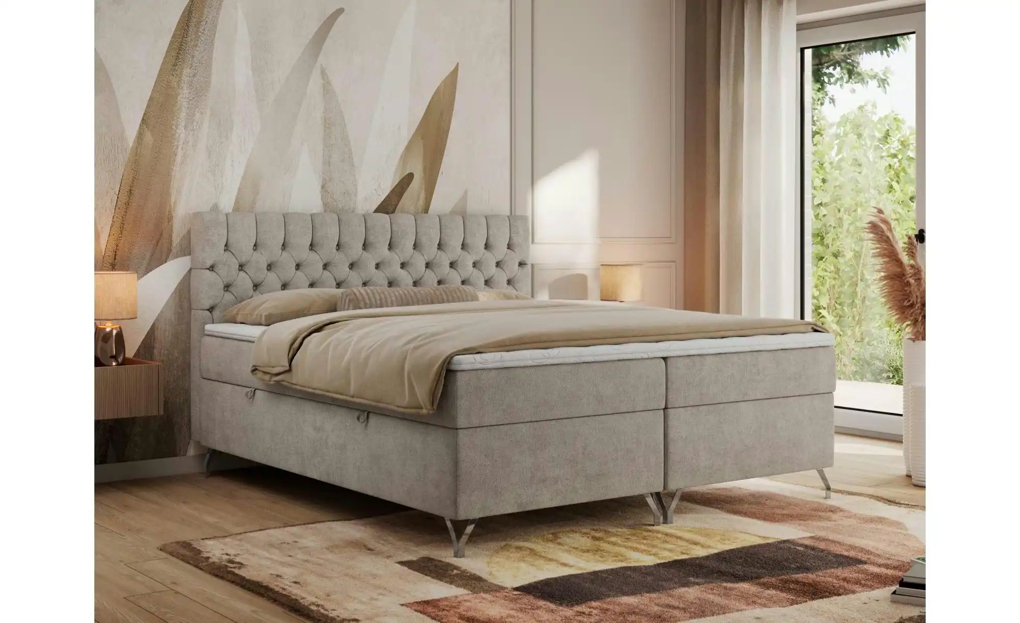 Boxbett mit Bettkasten Grimaldi ¦ beige ¦ Maße (cm): H: 115 Betten > Komfor günstig online kaufen