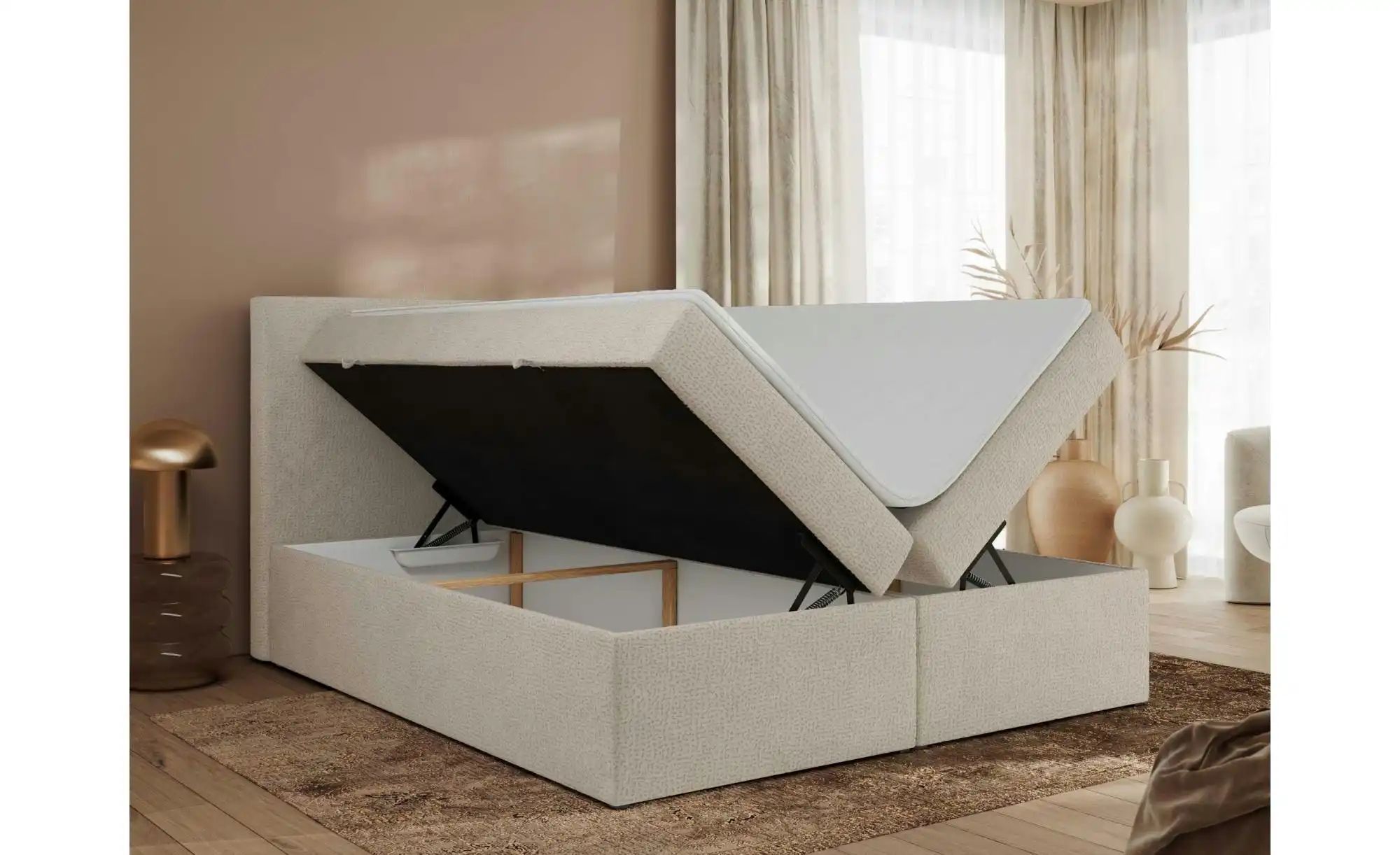 Boxbett mit Bettkasten Jaguar ¦ beige ¦ Maße (cm): H: 119 Betten > Komfortb günstig online kaufen
