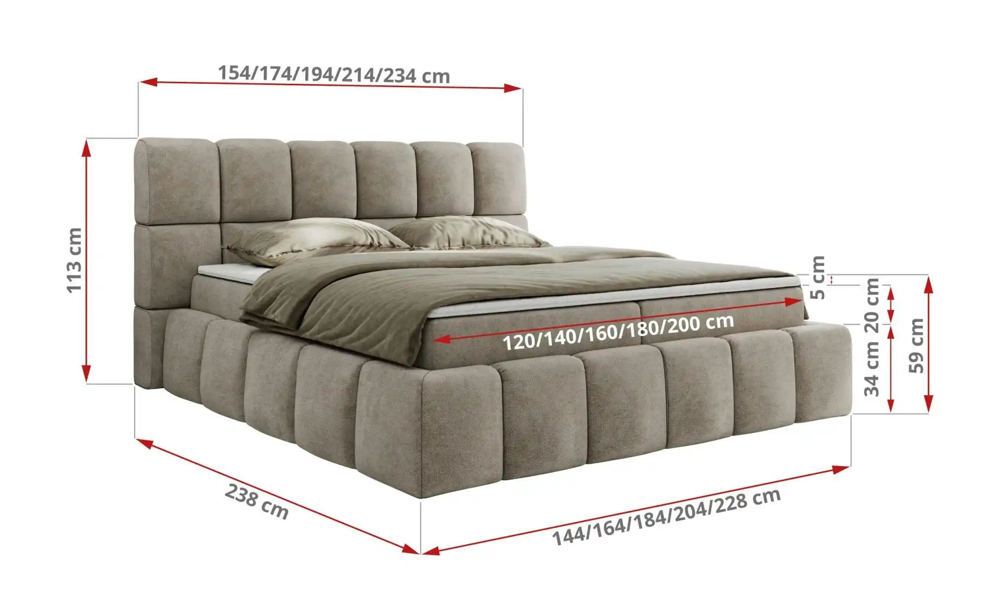 Boxbett mit Bettkasten Nira ¦ beige ¦ Maße (cm): H: 113 Betten > Komfortbet günstig online kaufen