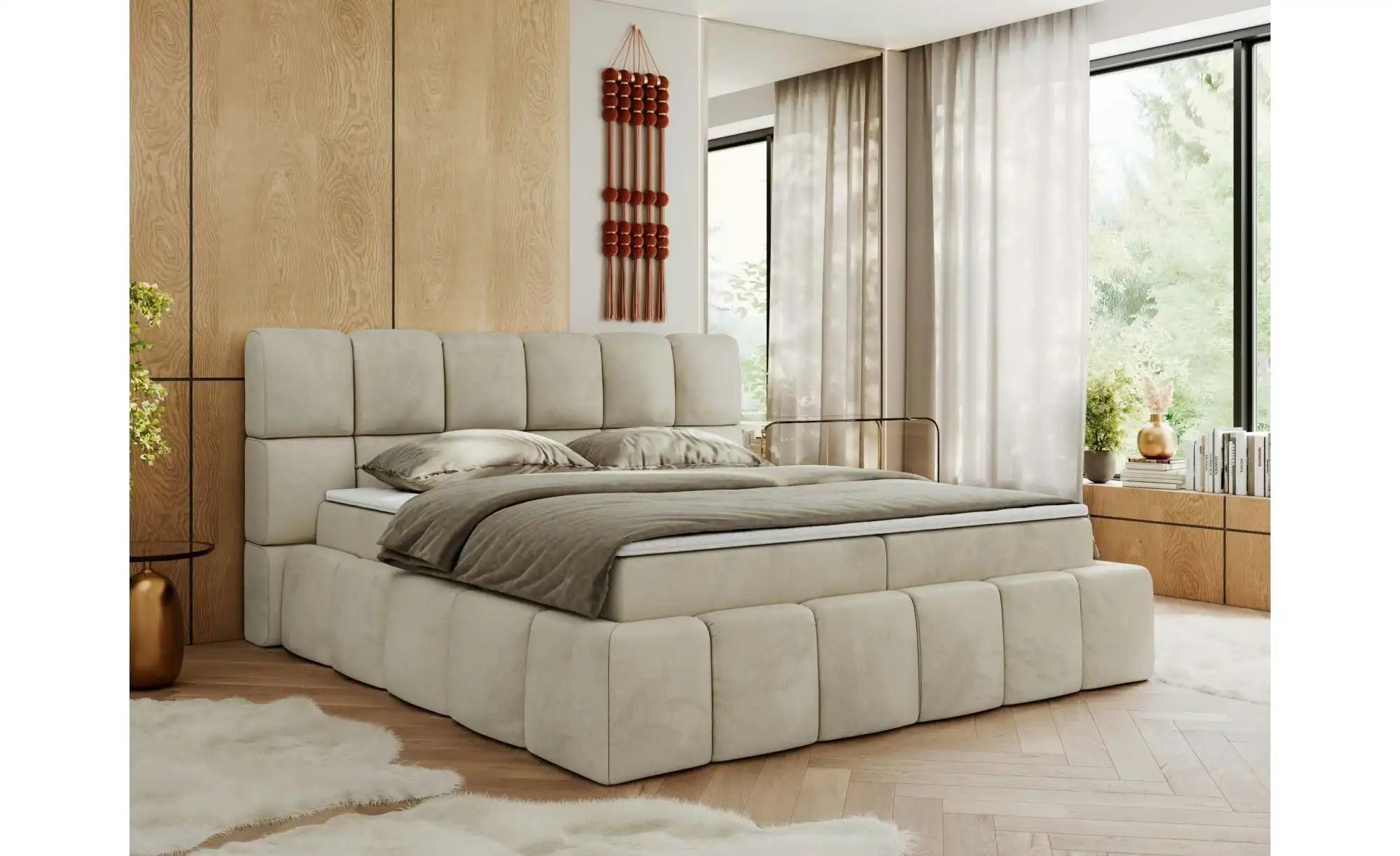 Boxbett mit Bettkasten Nira ¦ beige ¦ Maße (cm): B: 194 H: 113 Betten > Kom günstig online kaufen