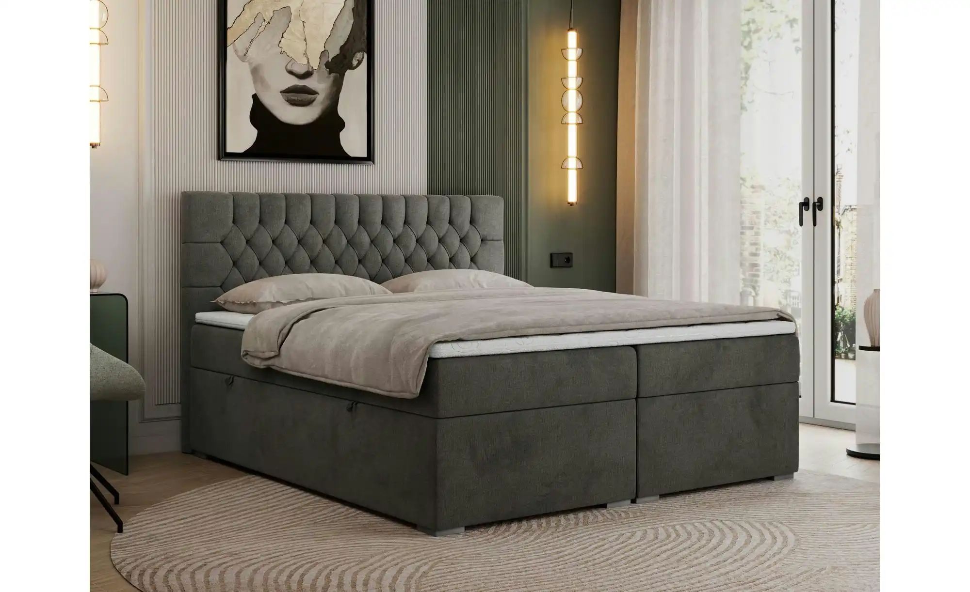Boxbett mit Bettkasten Pera ¦ grau ¦ Maße (cm): H: 125 Betten > Komfortbett günstig online kaufen