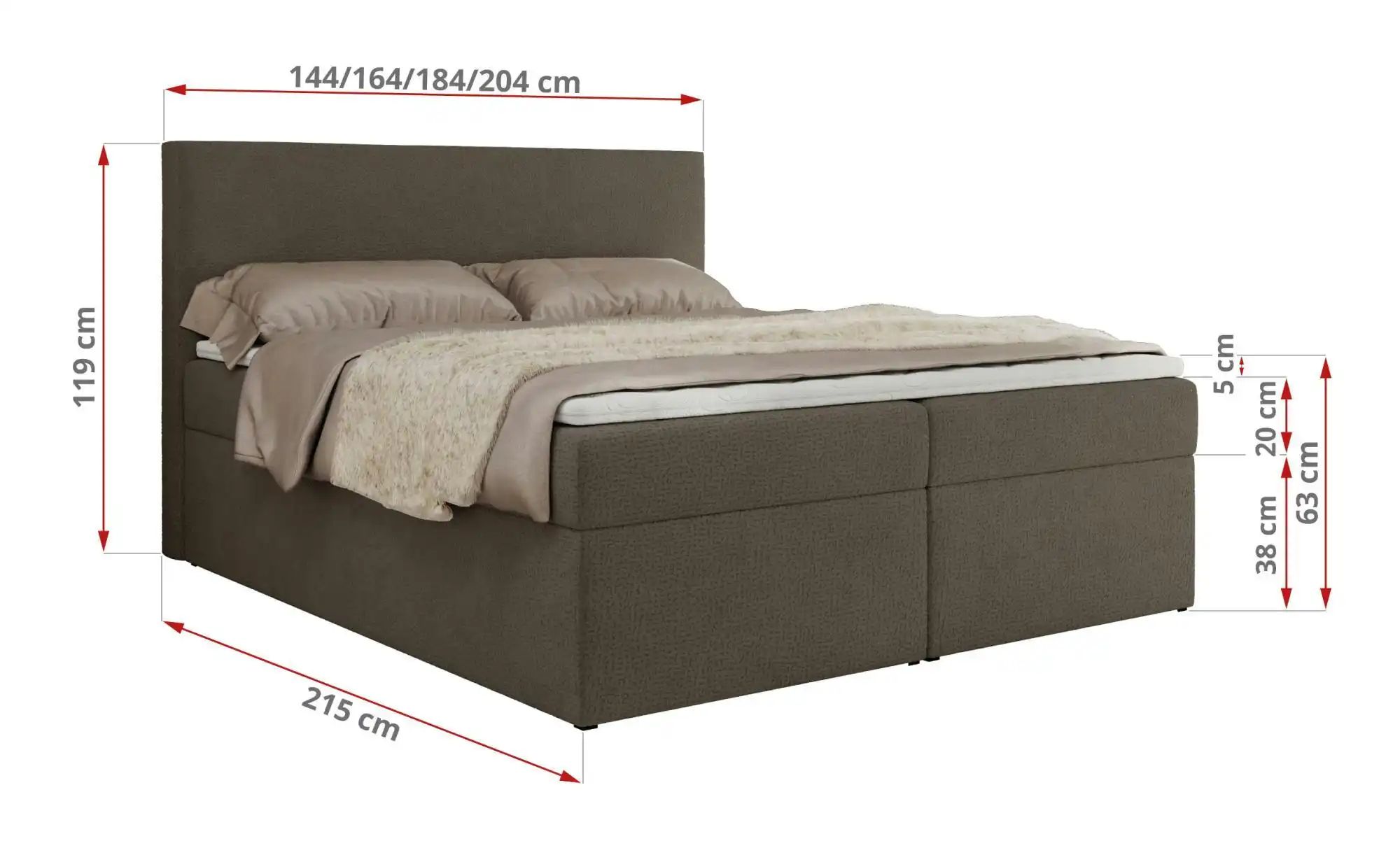 Boxbett mit Bettkasten Jaguar ¦ braun ¦ Maße (cm): H: 119 Betten > Komfortb günstig online kaufen