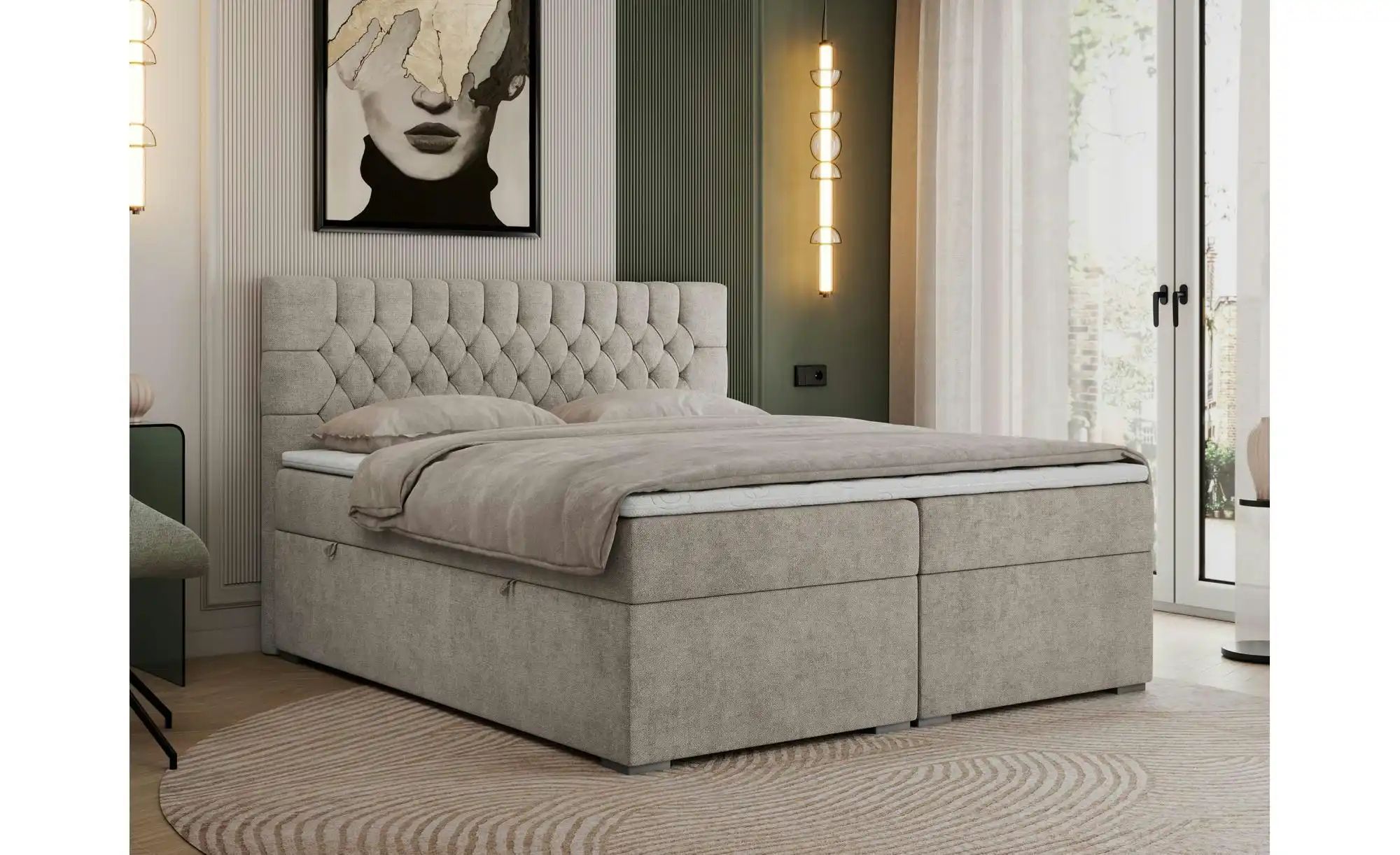 Boxbett mit Bettkasten Pera ¦ beige ¦ Maße (cm): H: 125 Betten > Komfortbet günstig online kaufen