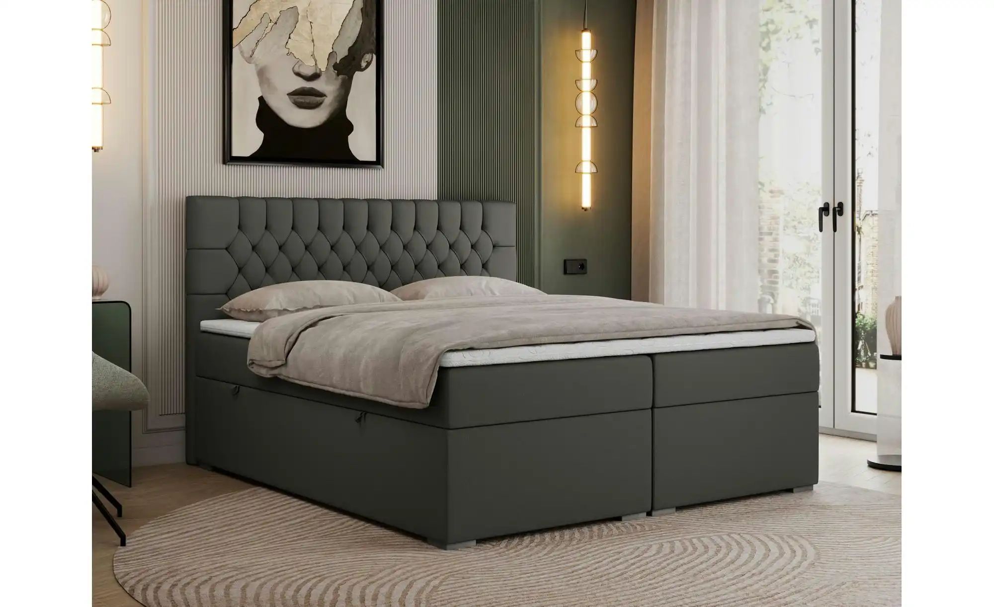 Boxbett mit Bettkasten Pera ¦ grau ¦ Maße (cm): H: 125 Betten > Komfortbett günstig online kaufen