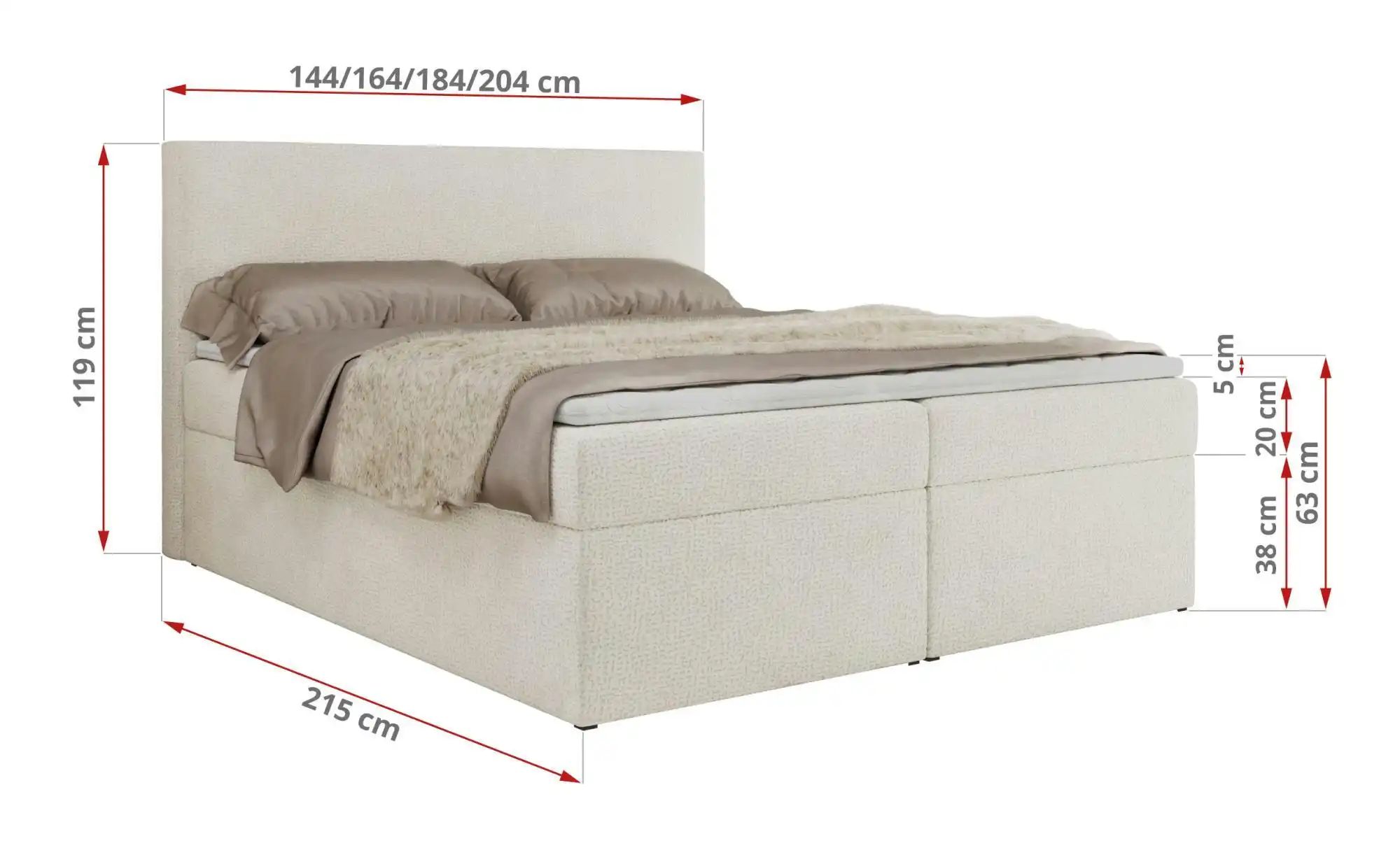 Thumbnail - Boxbett mit Bettkasten Jaguar ¦ creme ¦ Maße (cm): B: 184 H: 119 Betten > Komfortbetten - Höffner