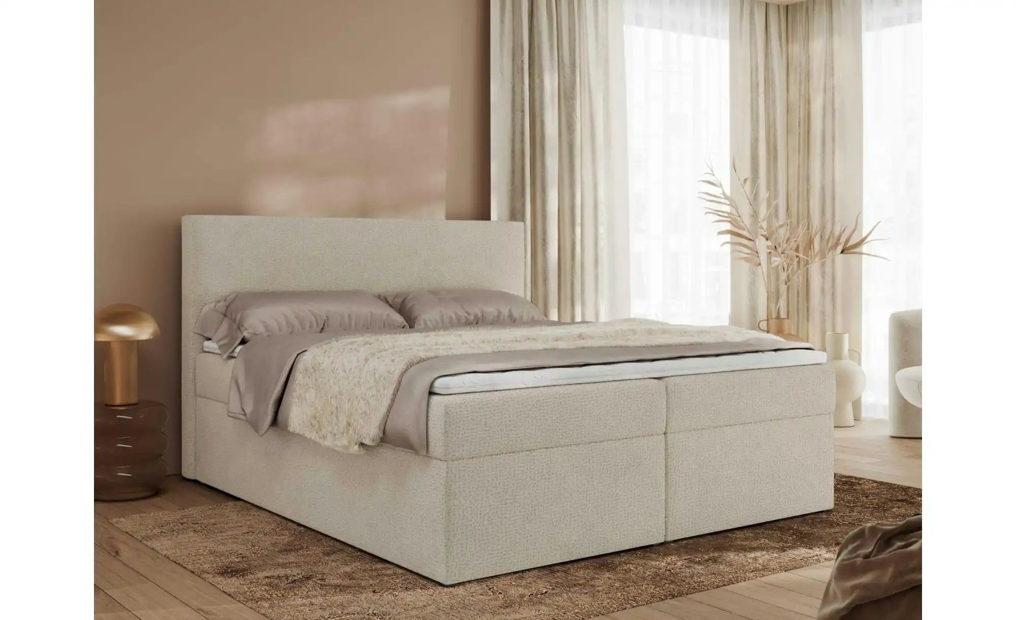 Boxbett mit Bettkasten Jaguar ¦ beige ¦ Maße (cm): H: 119 Betten > Komfortb günstig online kaufen