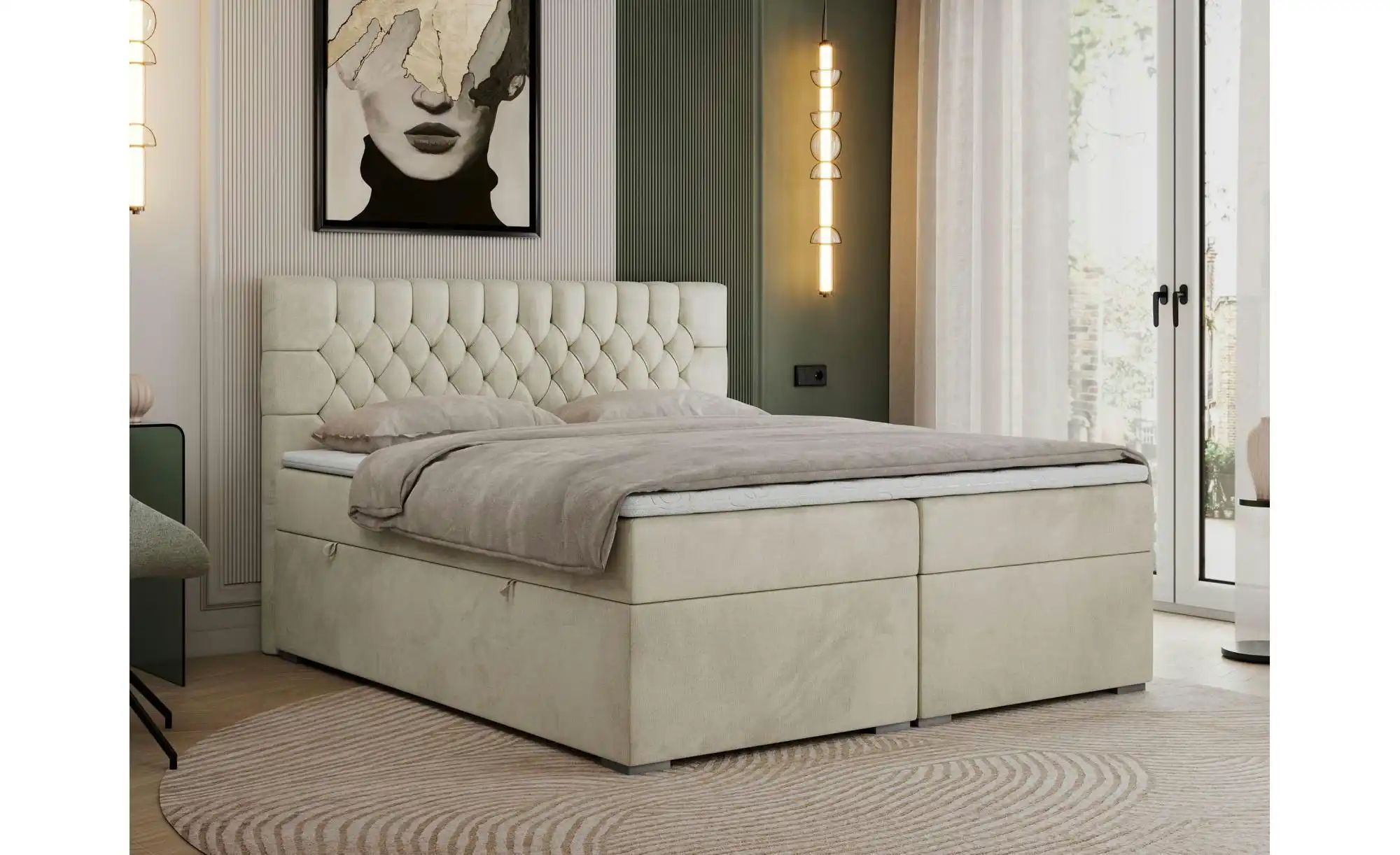 Boxbett mit Bettkasten Pera ¦ beige ¦ Maße (cm): B: 160 H: 125 Betten > Kom günstig online kaufen