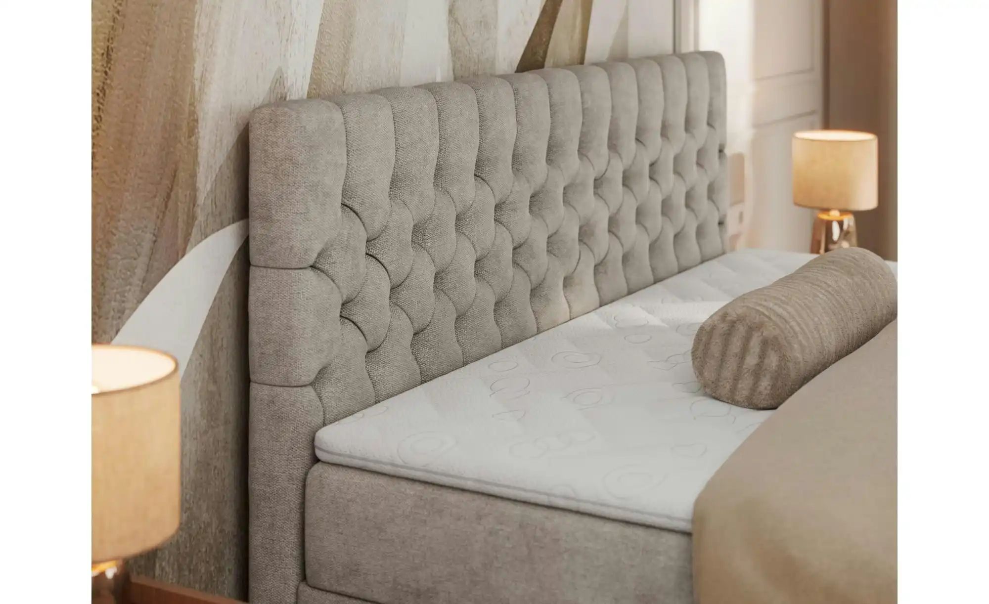 Thumbnail - Boxbett mit Bettkasten Grimaldi ¦ beige ¦ Maße (cm): B: 144 H: 115 Betten > Komfortbetten - Höffner