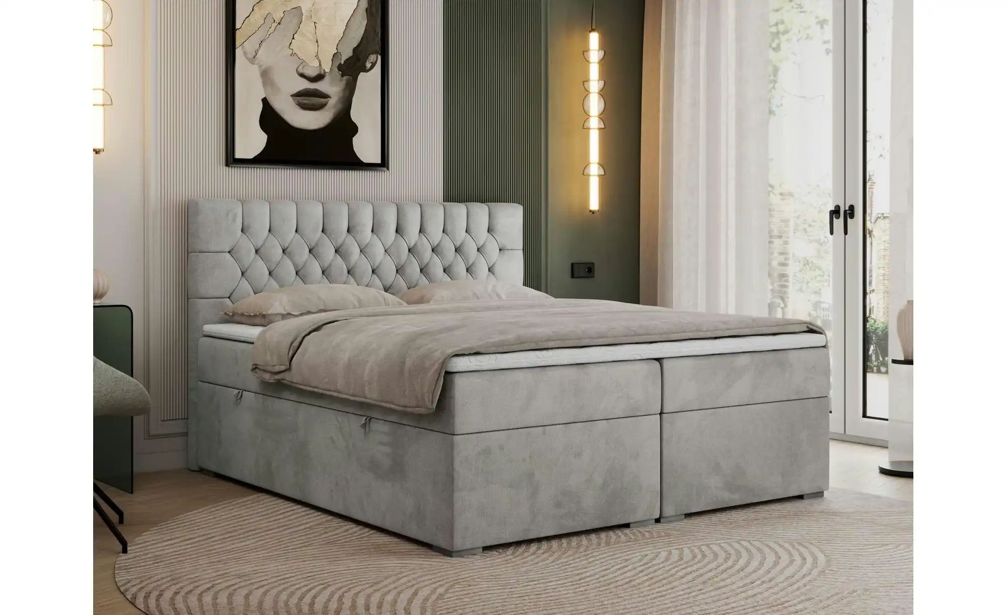 Boxbett mit Bettkasten Pera ¦ silber ¦ Maße (cm): B: 180 H: 125 Betten > Ko günstig online kaufen