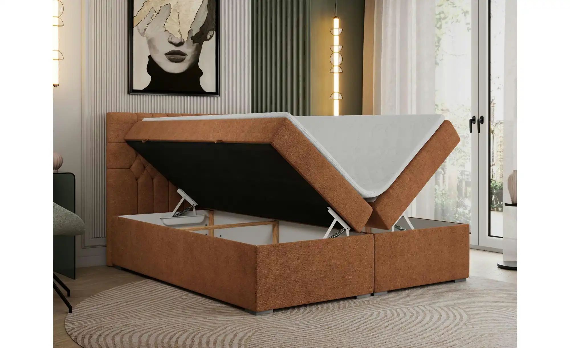 Thumbnail - Boxbett mit Bettkasten Pera ¦ orange ¦ Maße (cm): H: 125 Betten > Komfortbetten - Höffner