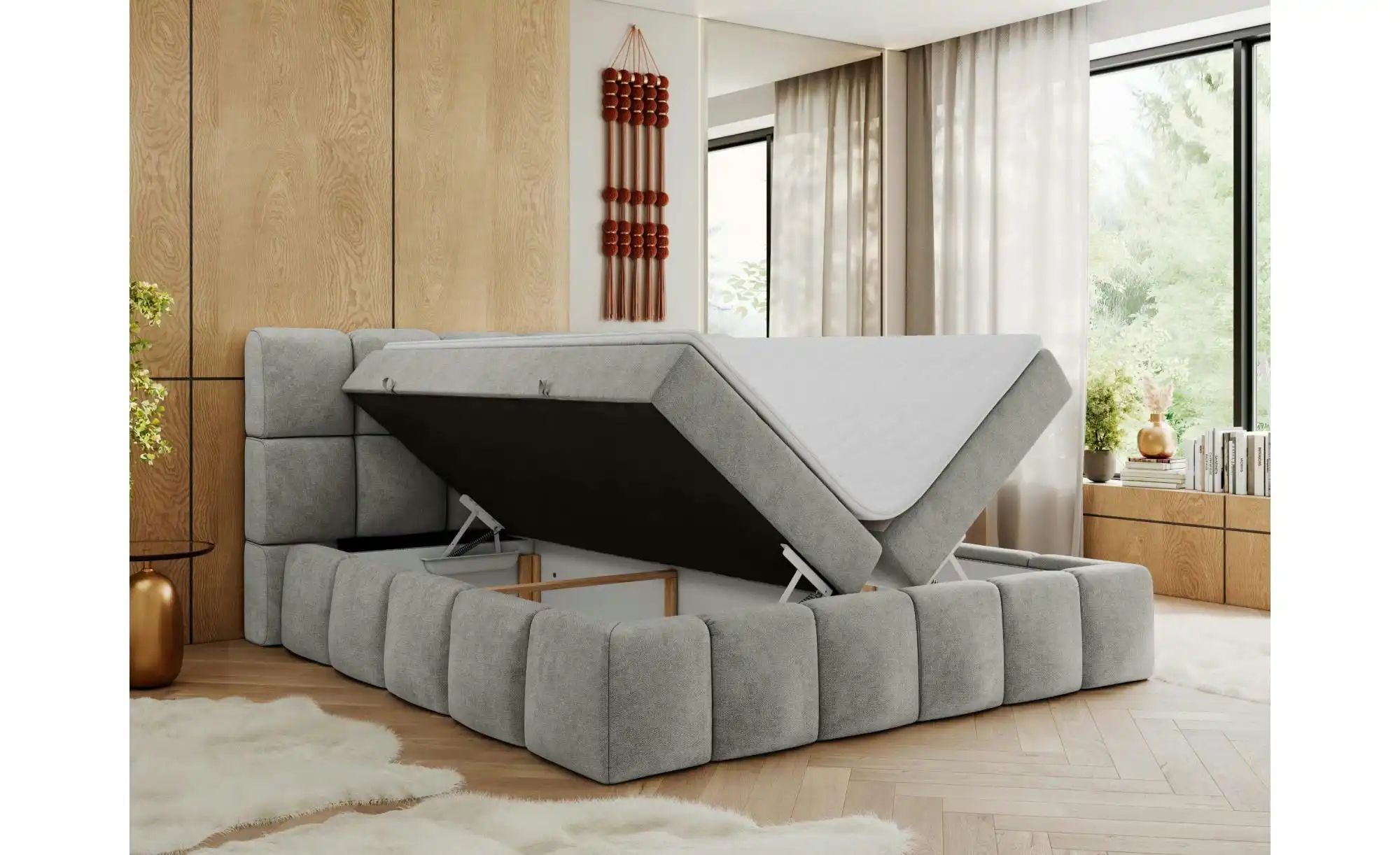 Boxbett mit Bettkasten Nira ¦ grau ¦ Maße (cm): H: 113 Betten > Komfortbett günstig online kaufen