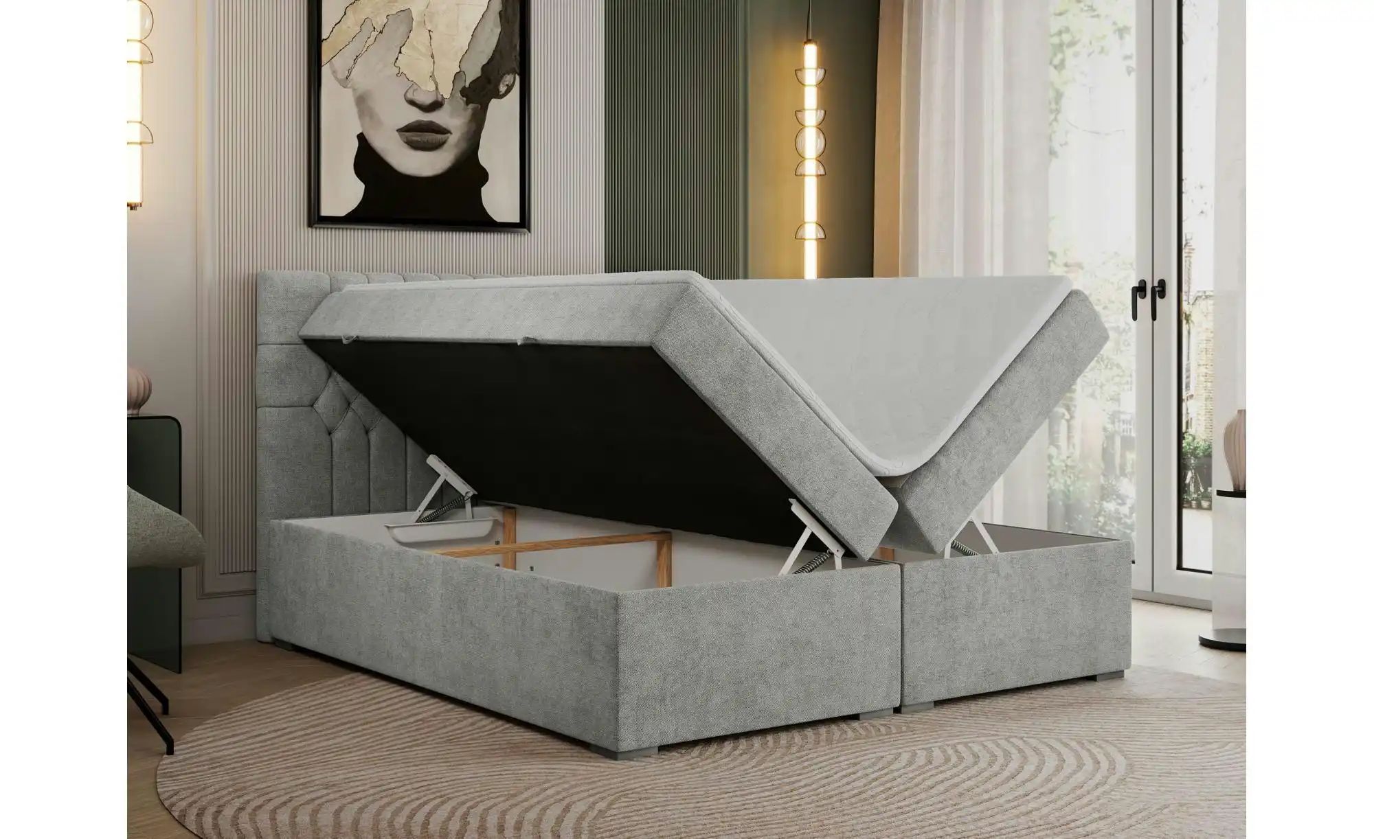 Boxbett mit Bettkasten Pera ¦ silber ¦ Maße (cm): H: 125 Betten > Komfortbe günstig online kaufen