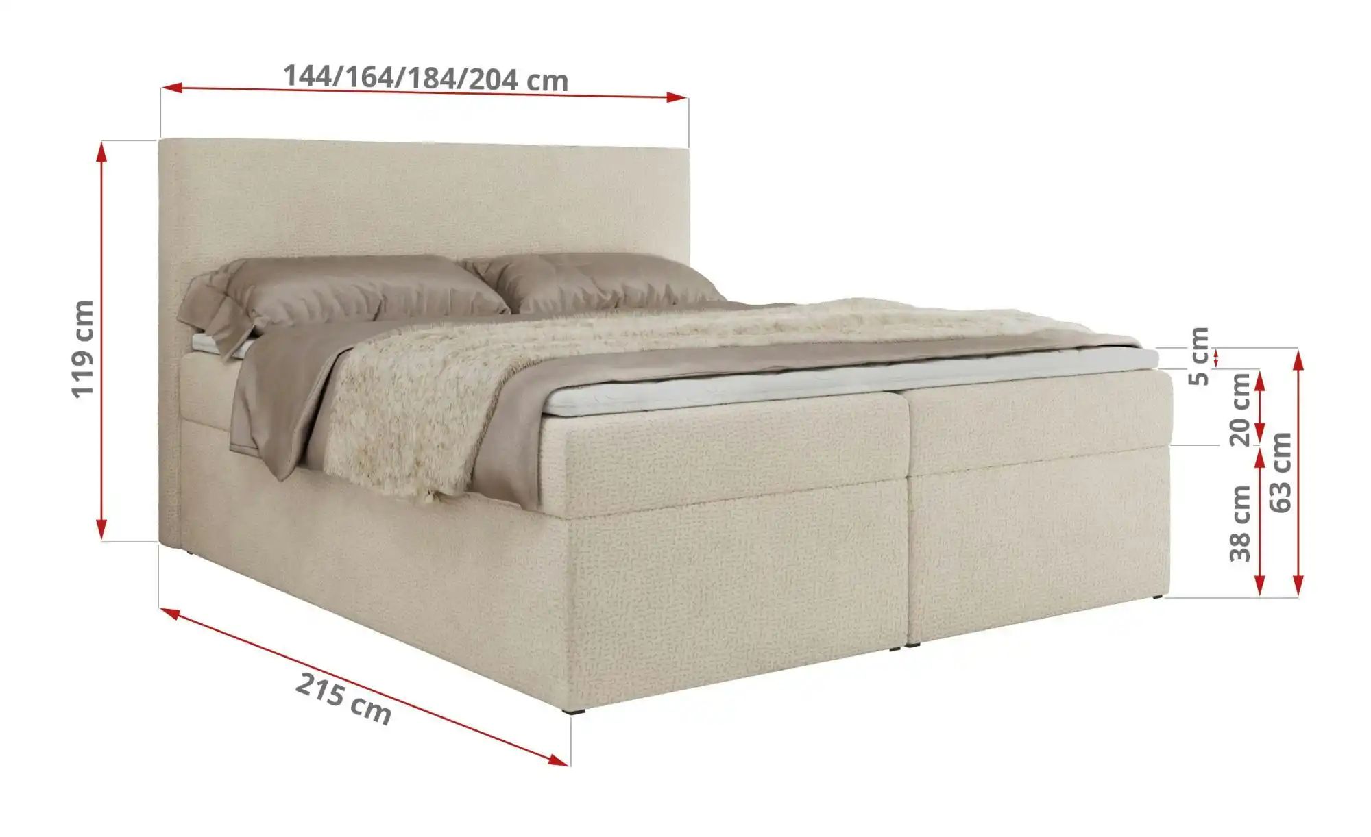 Boxbett mit Bettkasten Jaguar ¦ beige ¦ Maße (cm): H: 119 Betten > Polsterb günstig online kaufen