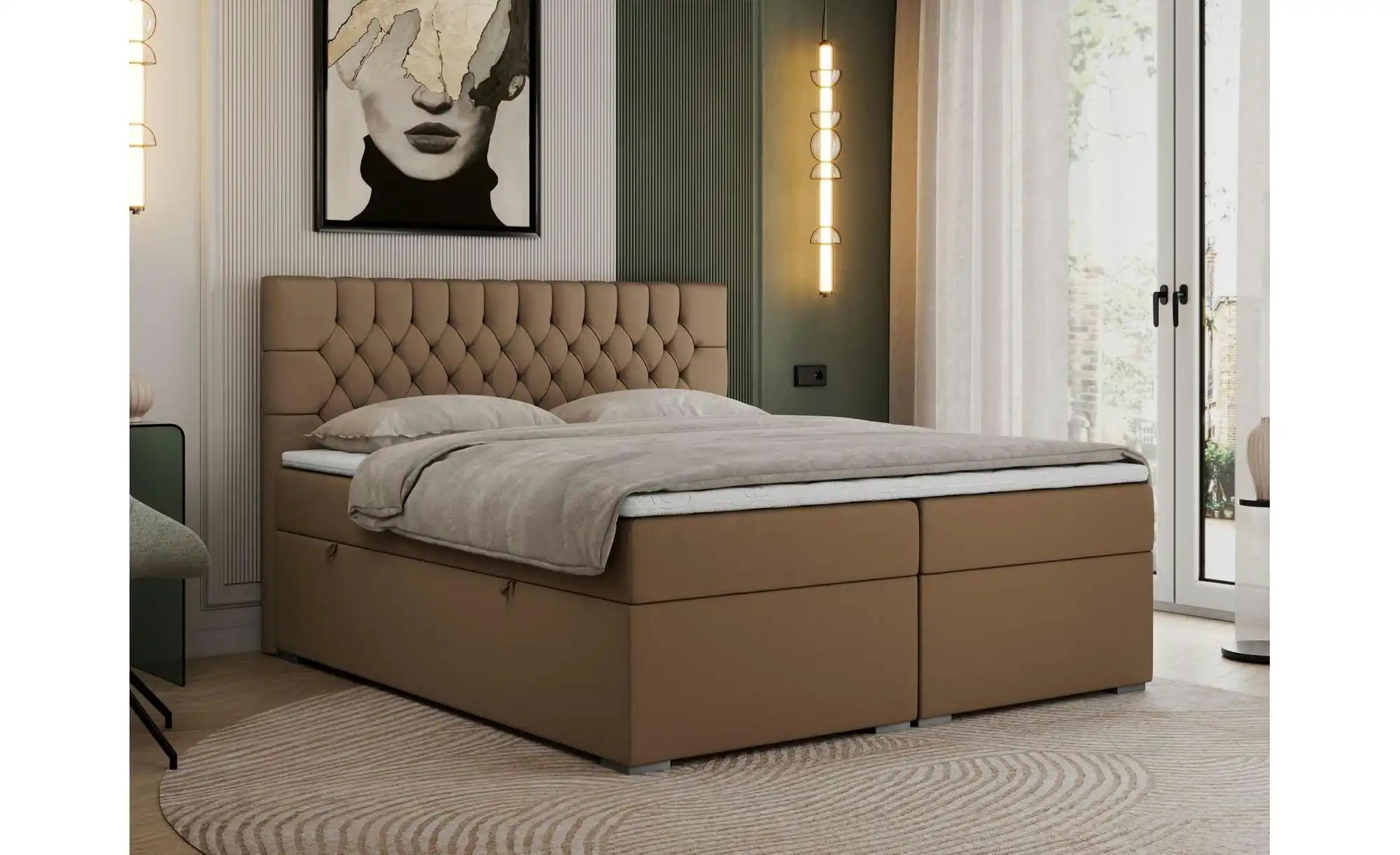 Boxbett mit Bettkasten Pera ¦ braun ¦ Maße (cm): H: 125 Betten > Komfortbet günstig online kaufen