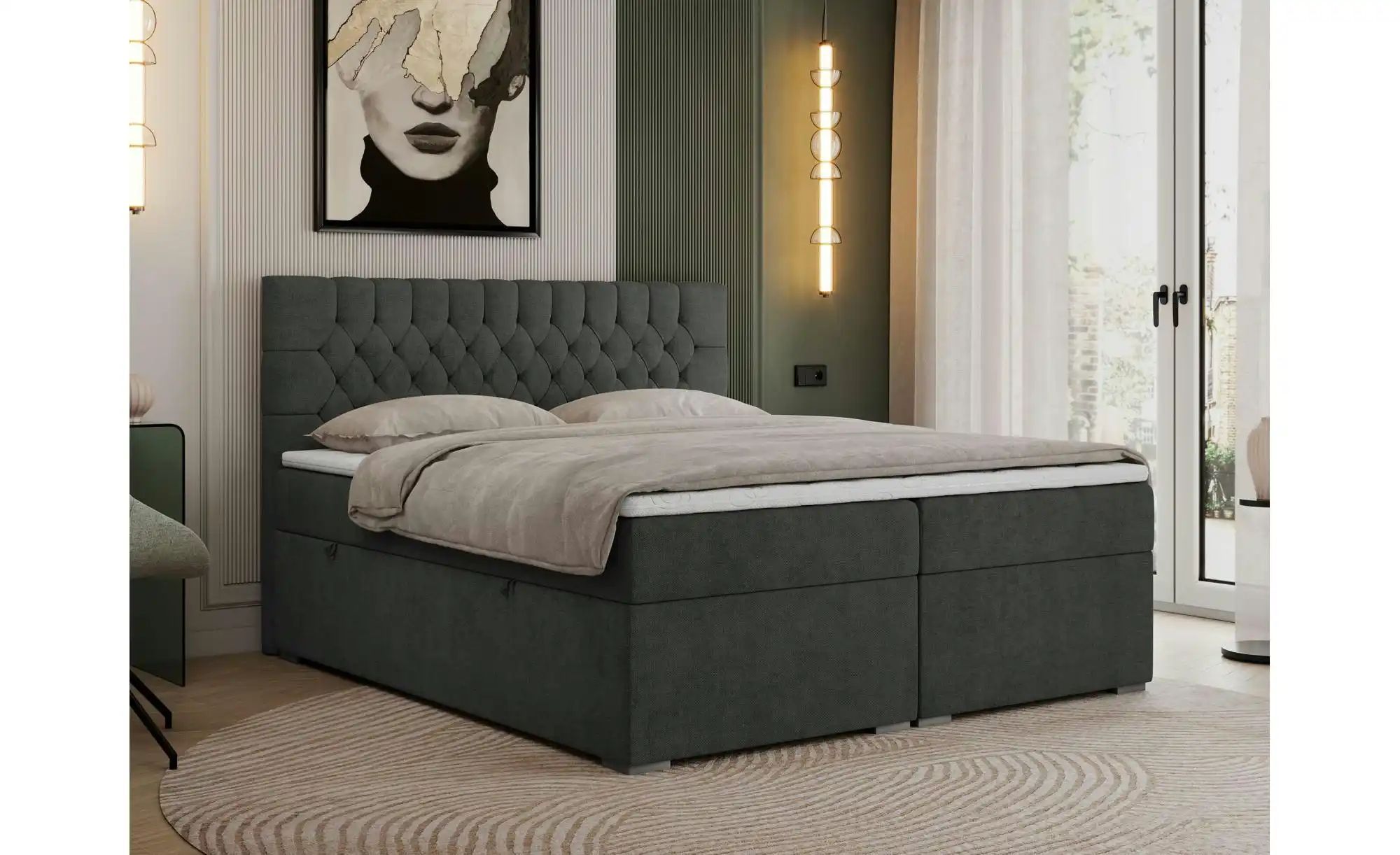 Thumbnail - Boxbett mit Bettkasten Pera ¦ grau ¦ Maße (cm): B: 180 H: 125 Betten > Komfortbetten - Höffner