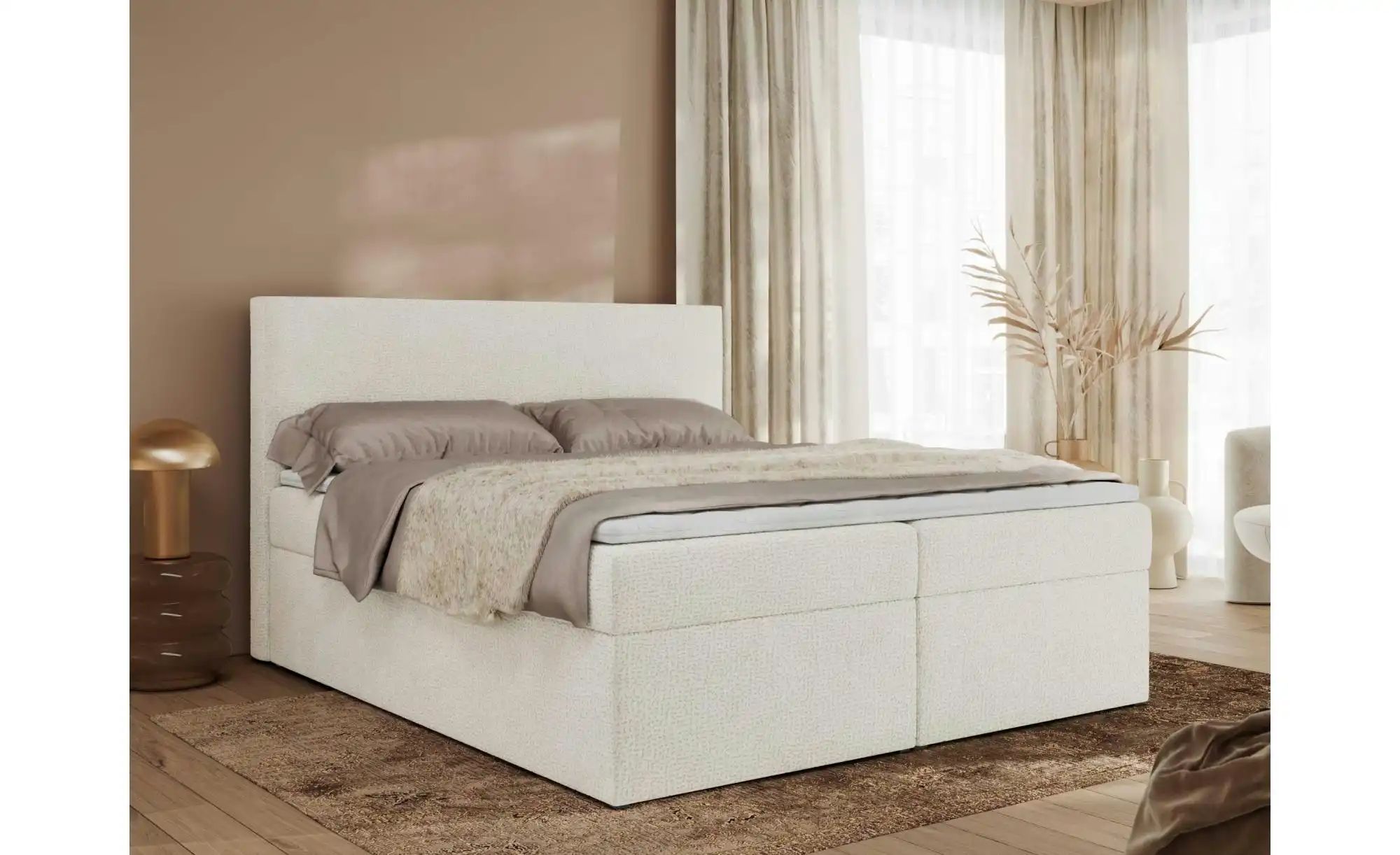 Boxbett mit Bettkasten Jaguar ¦ creme ¦ Maße (cm): H: 119 Betten > Polsterb günstig online kaufen