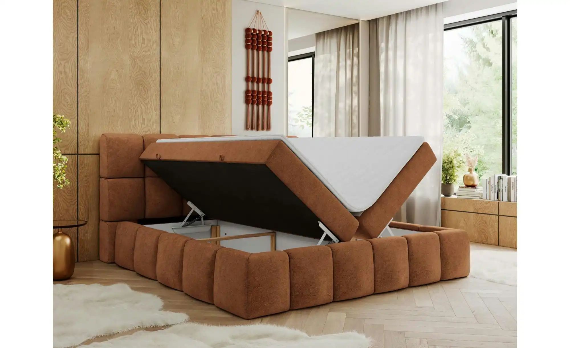 Boxbett mit Bettkasten Nira ¦ orange ¦ Maße (cm): H: 113 Betten > Komfortbe günstig online kaufen