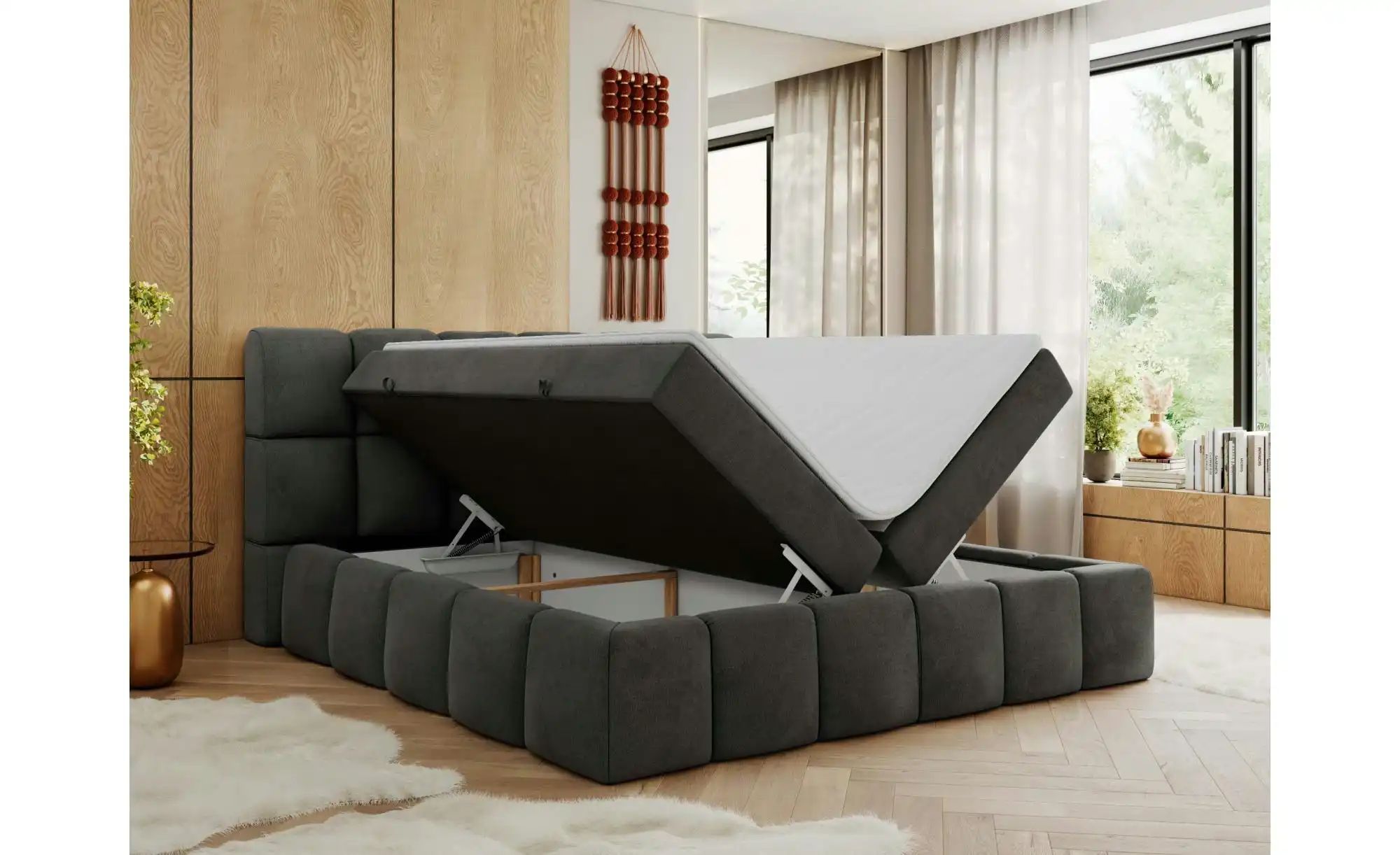 Boxbett mit Bettkasten Nira ¦ grau ¦ Maße (cm): H: 113 Betten > Komfortbett günstig online kaufen