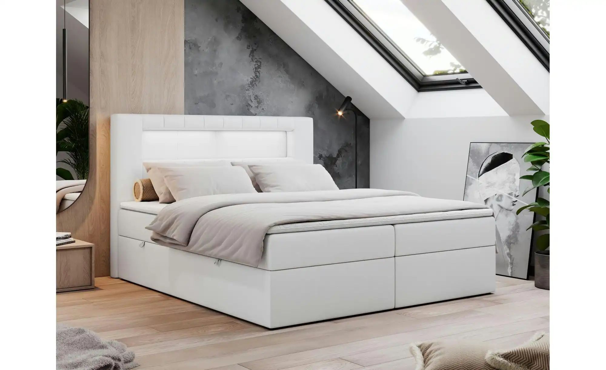Boxbett mit Bettkasten Gold 5 ¦ weiß ¦ Maße (cm): H: 103 Betten > Komfortbe günstig online kaufen