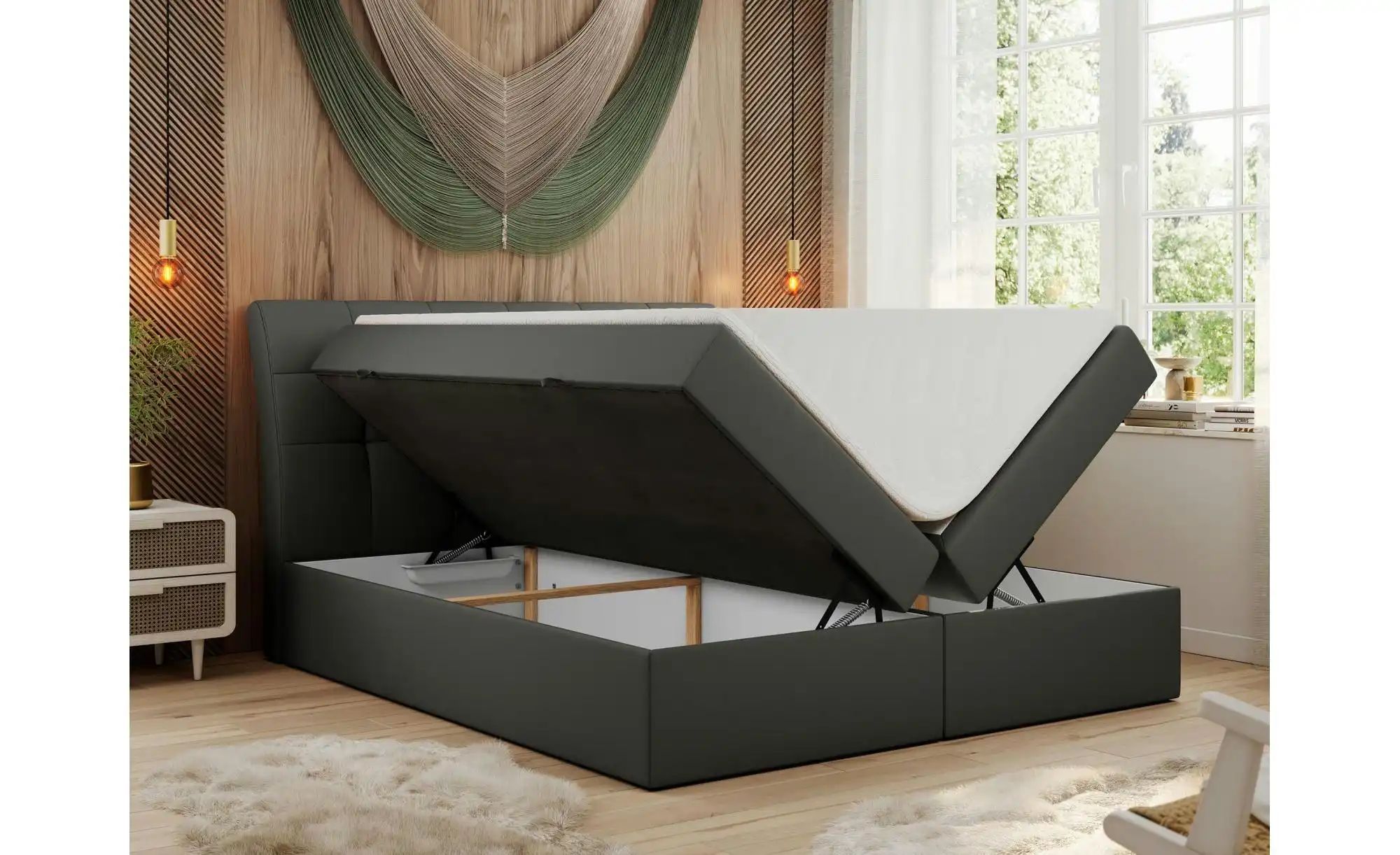 Boxbett mit Bettkasten Diegos ¦ grau ¦ Maße (cm): B: 180 H: 118 Betten > Ko günstig online kaufen