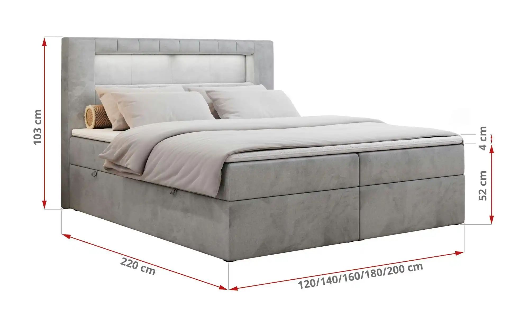 Boxbett mit Bettkasten Gold 5 ¦ grau ¦ Maße (cm): H: 103 Betten > Komfortbe günstig online kaufen