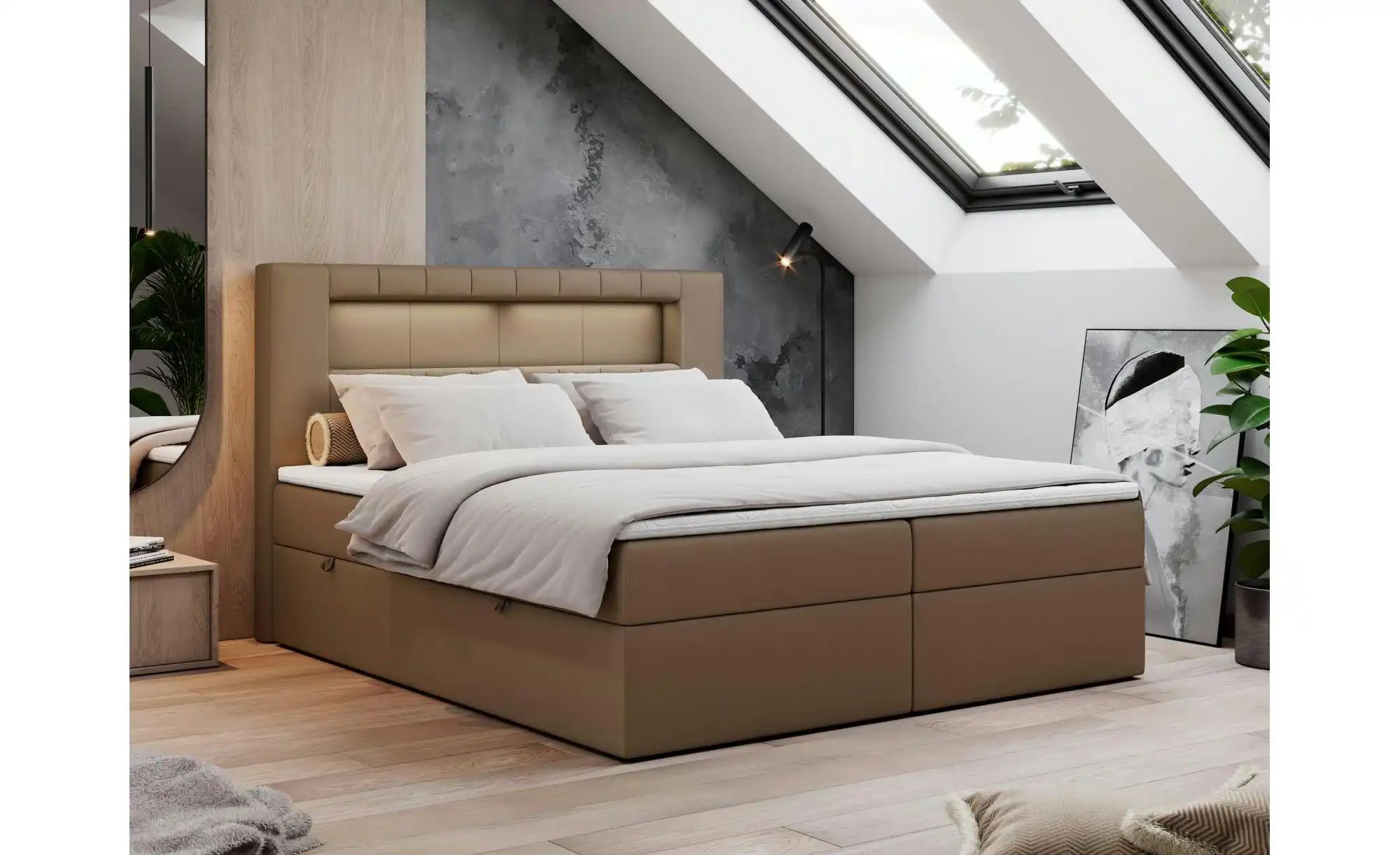 Boxbett mit Bettkasten Gold 5 ¦ braun ¦ Maße (cm): H: 103 Betten > Komfortb günstig online kaufen