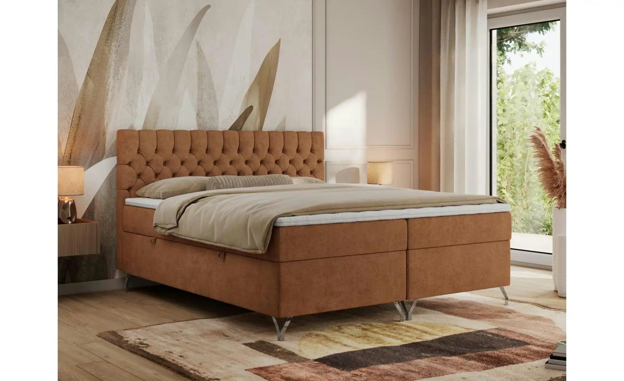 Boxbett mit Bettkasten Grimaldi ¦ orange ¦ Maße (cm): B: 184 H: 115 Betten günstig online kaufen