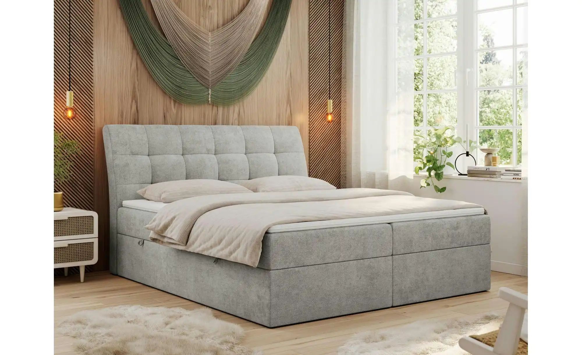 Boxbett mit Bettkasten Diegos ¦ grau ¦ Maße (cm): H: 118 Betten > Komfortbe günstig online kaufen