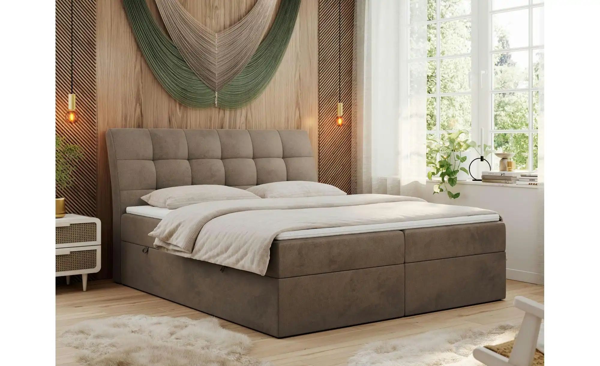 Boxbett mit Bettkasten Diegos ¦ braun ¦ Maße (cm): H: 118 Betten > Komfortb günstig online kaufen