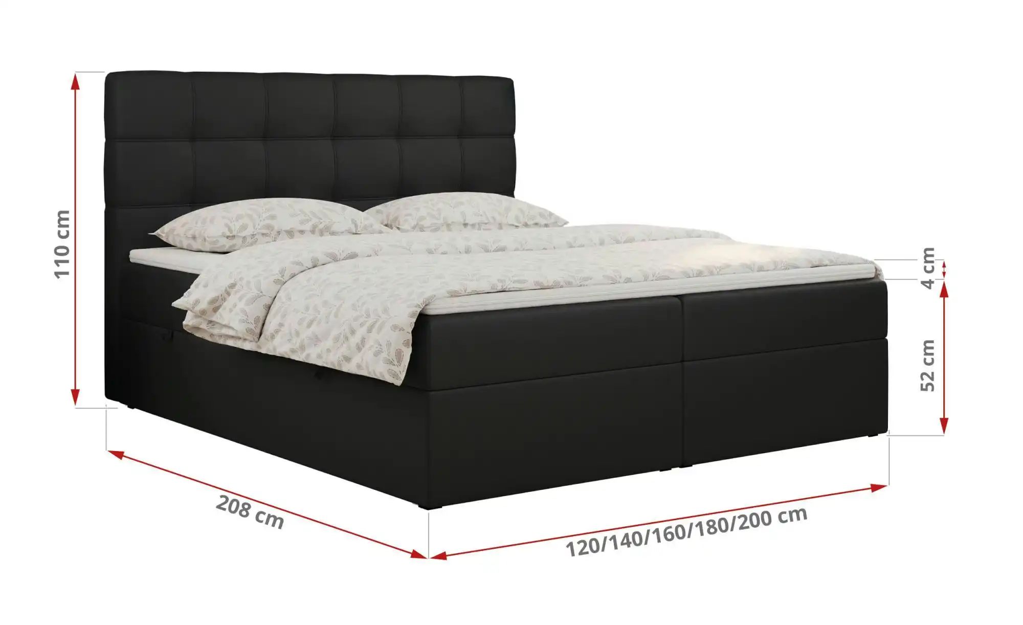Thumbnail - Boxbett mit Bettkasten Erni ¦ schwarz ¦ Maße (cm): H: 110 Betten > Komfortbetten - Höffner