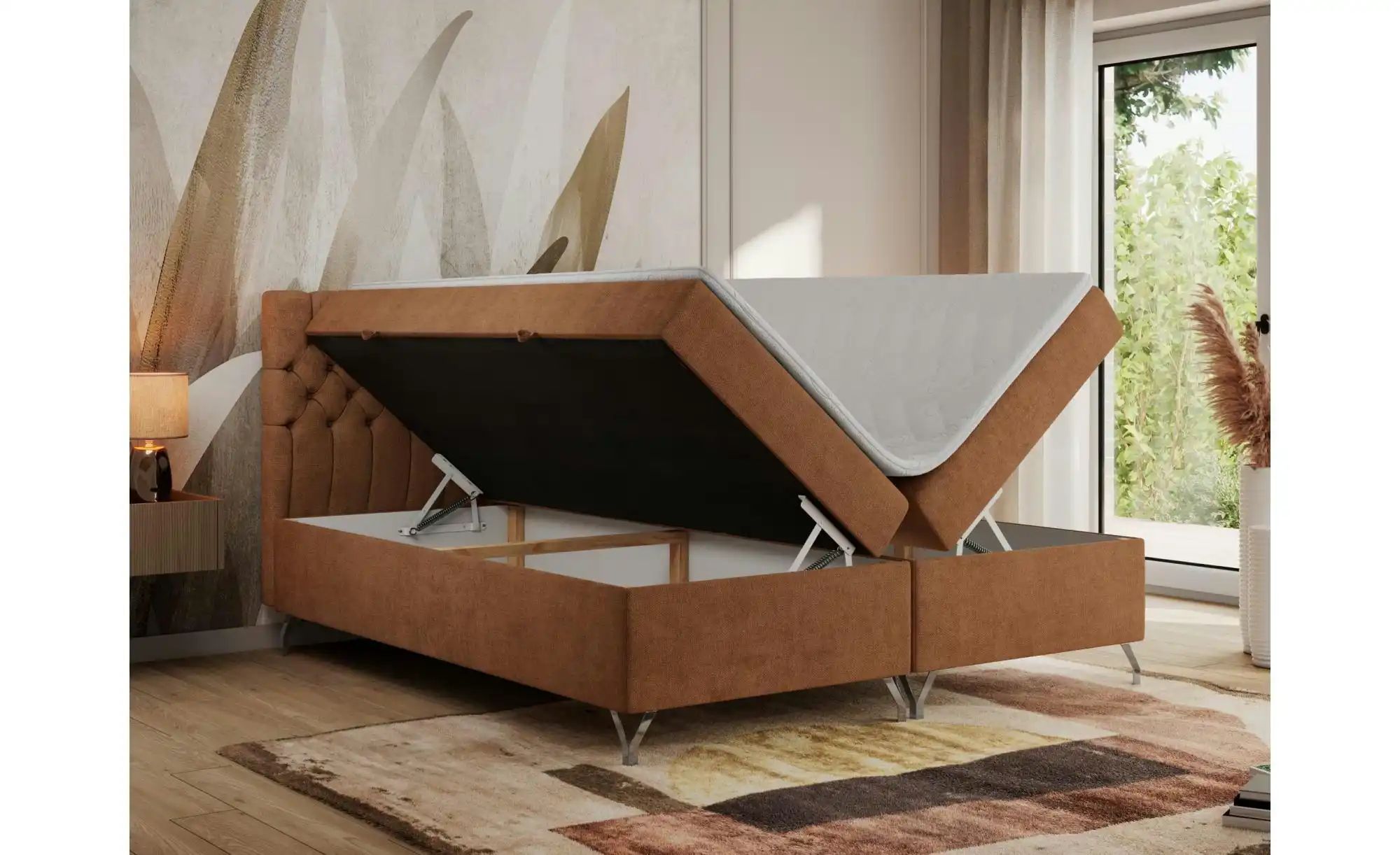Boxbett mit Bettkasten Grimaldi ¦ orange ¦ Maße (cm): H: 115 Betten > Komfo günstig online kaufen