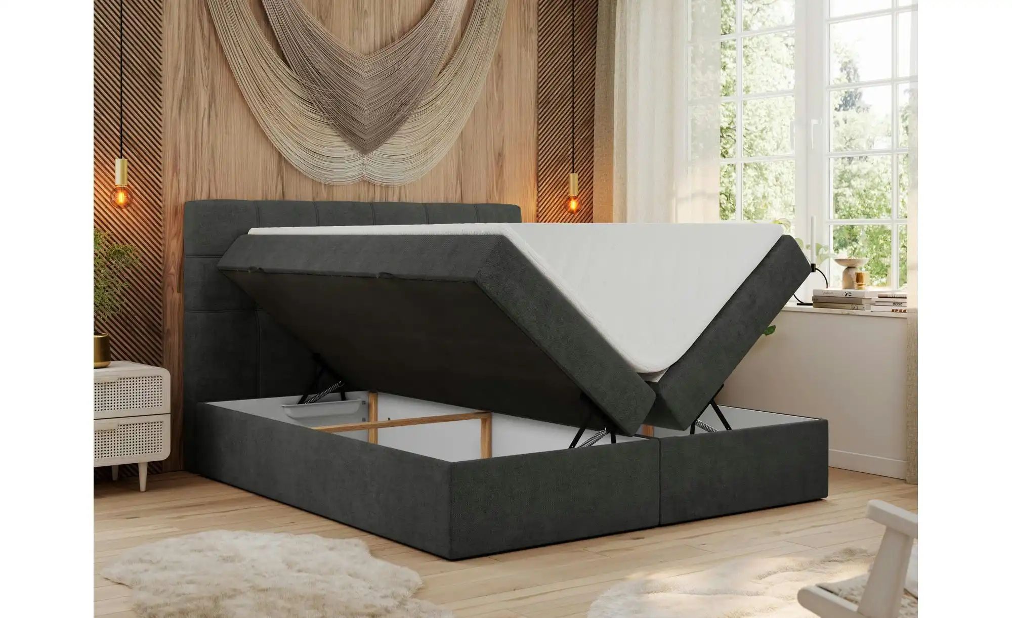 Boxbett mit Bettkasten Erni ¦ grau ¦ Maße (cm): H: 110 Betten > Komfortbett günstig online kaufen